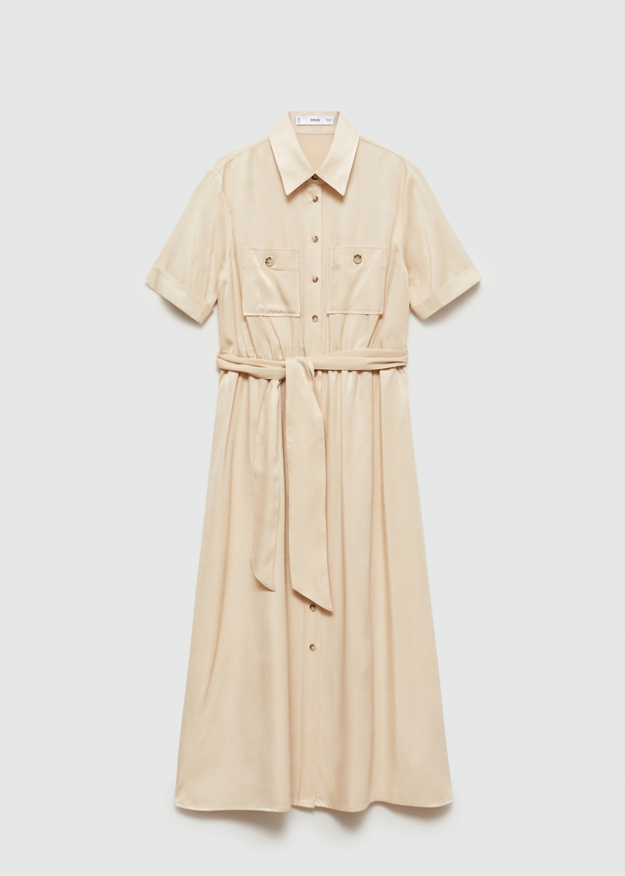 Satin shirt dress - Article without model, Beige. Ref: 77095980-00.