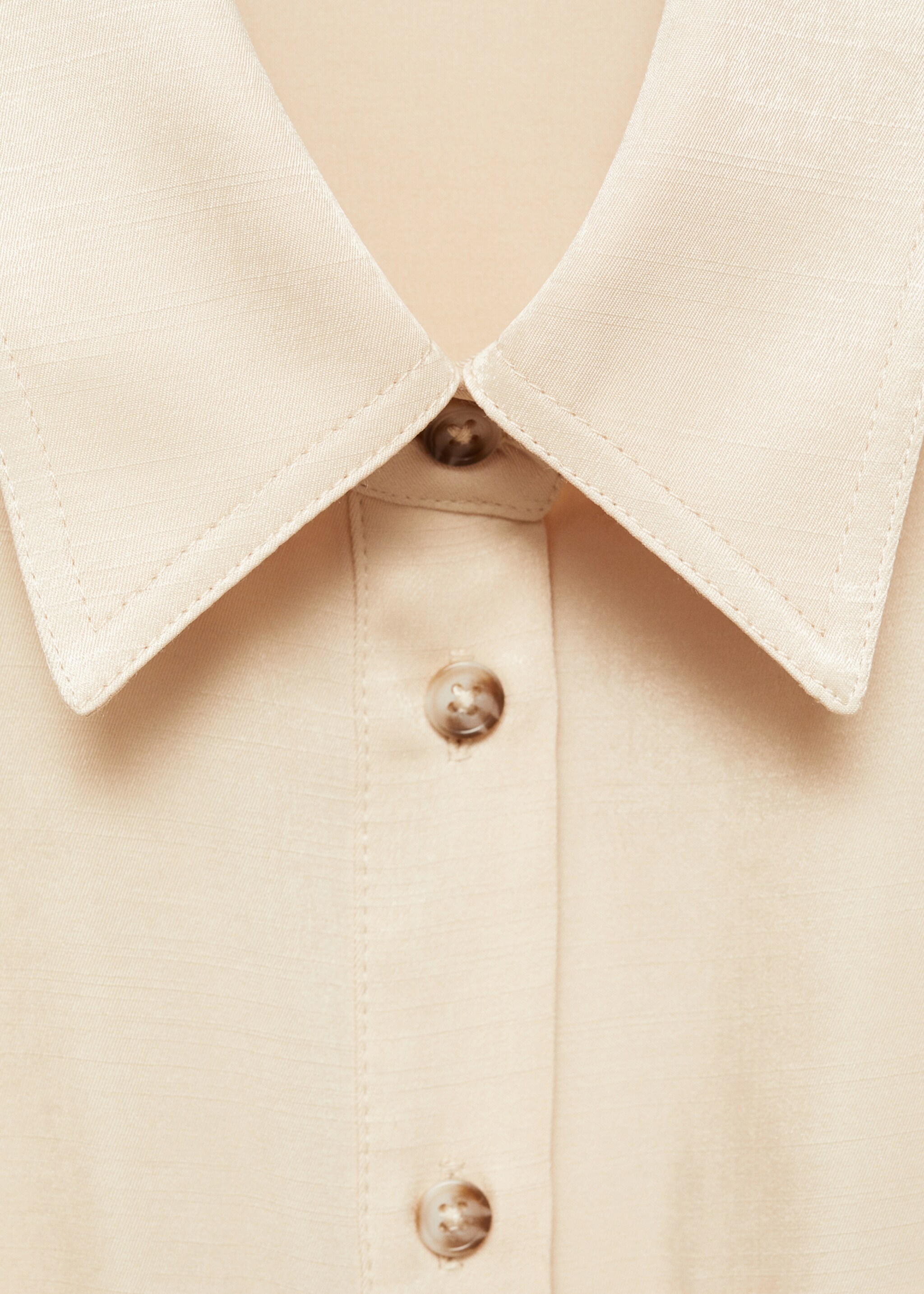 Satin shirt dress - Details of the article 8, Beige. Ref: 77095980-00.