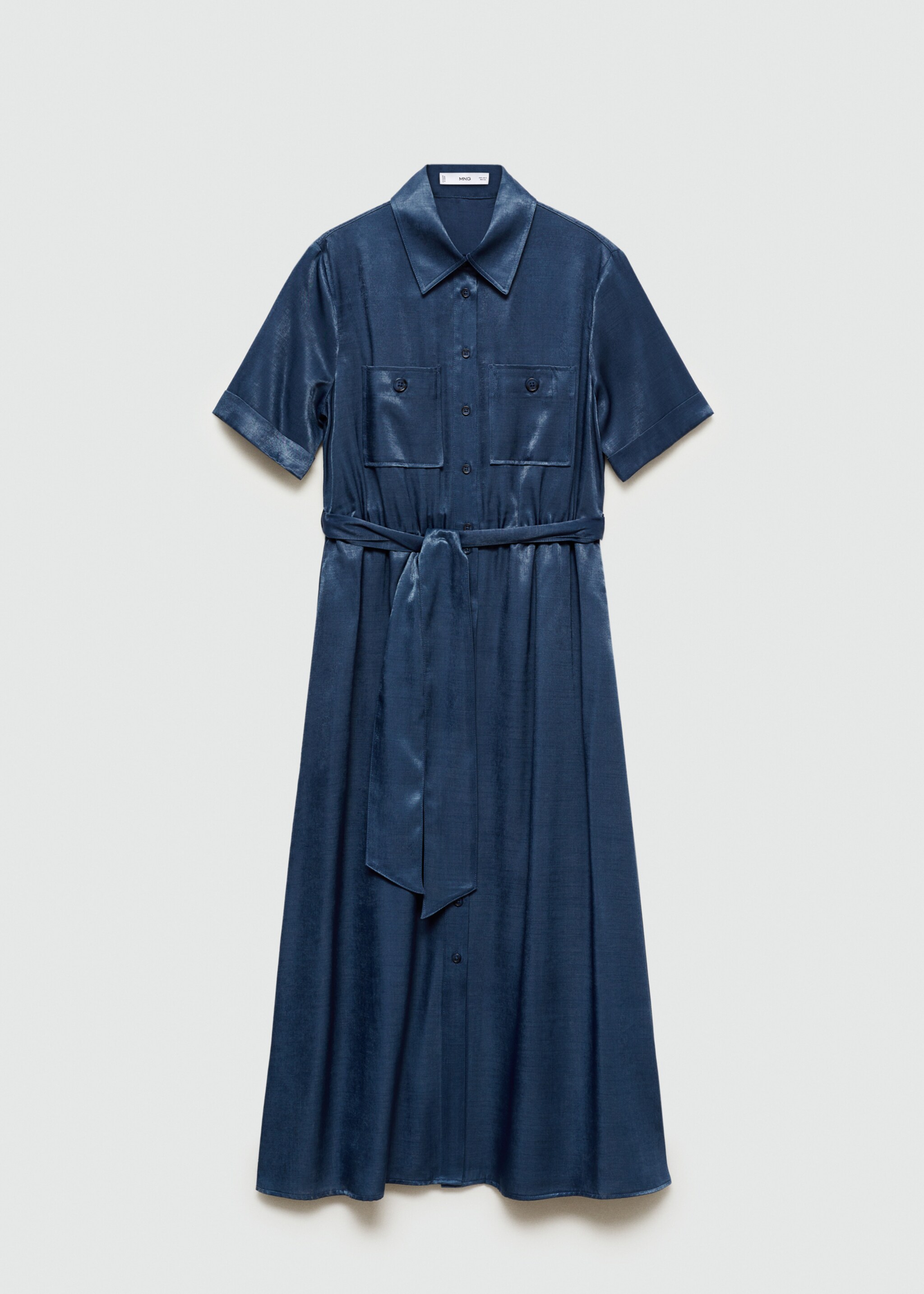 Satin shirt dress - Article without model, Blue. Ref: 77095980-00.