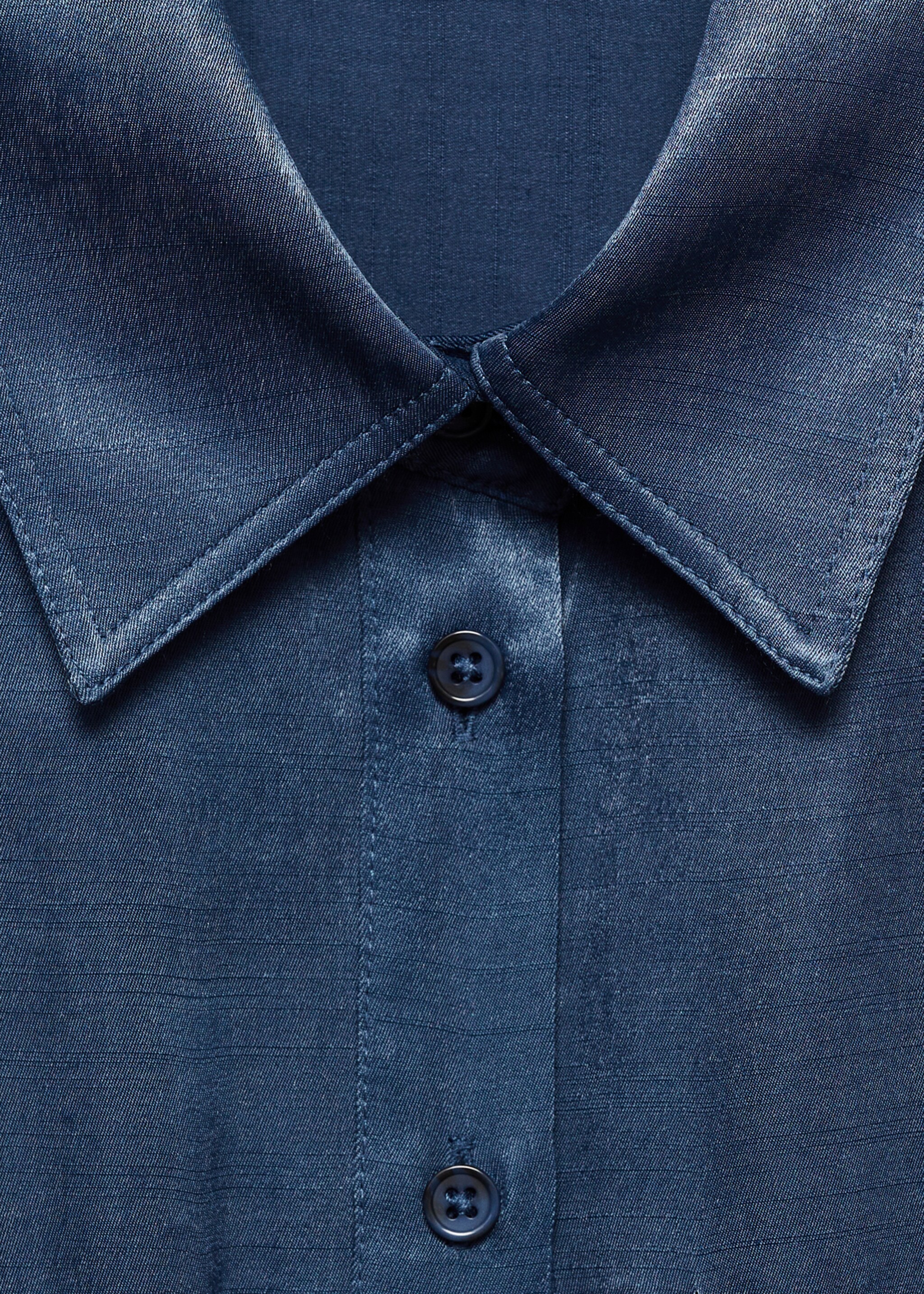 Satin shirt dress - Details of the article 8, Blue. Ref: 77095980-00.