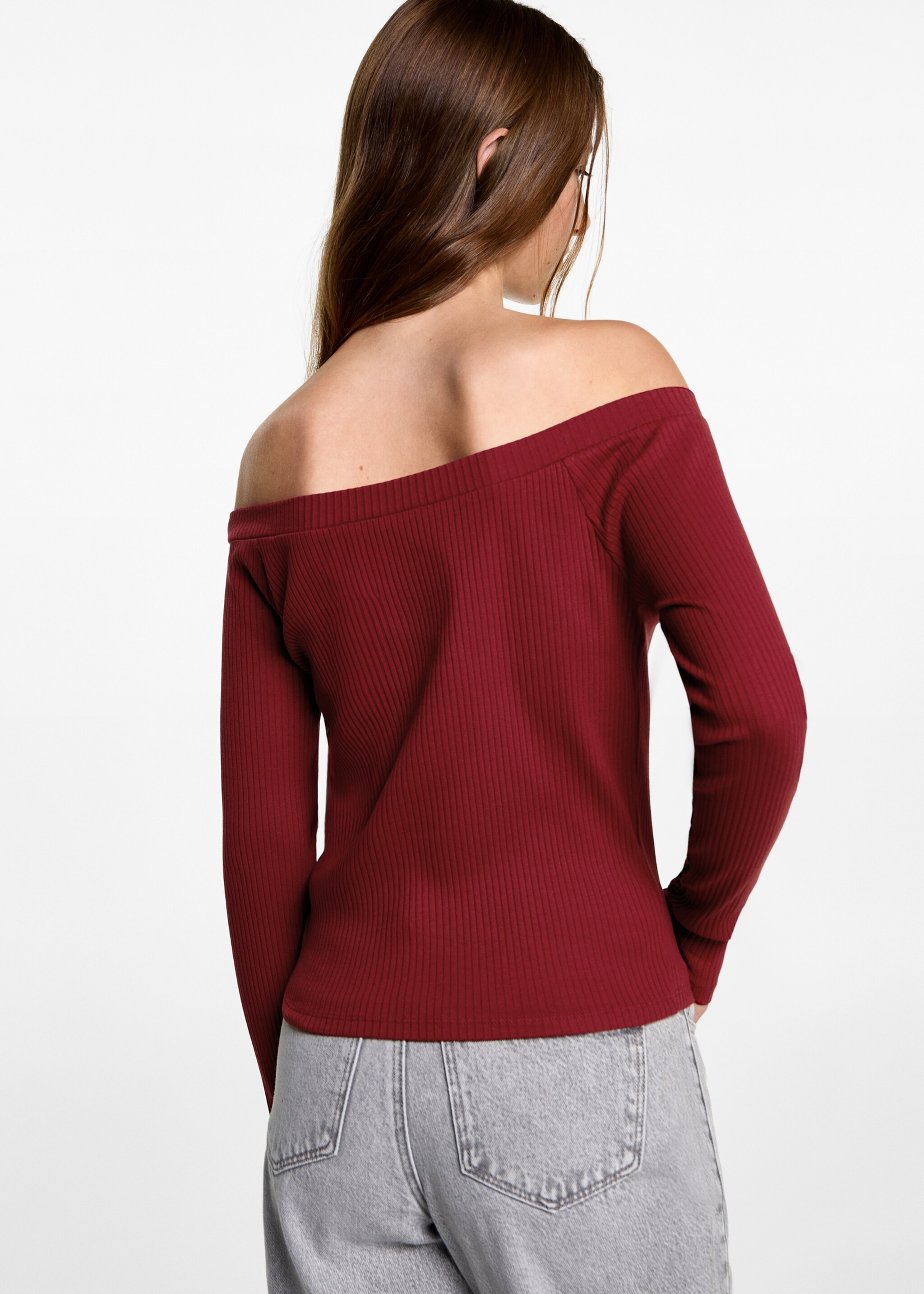 Off shoulders T-shirt - Reverse of the article, Red. Ref: 77095984-00.