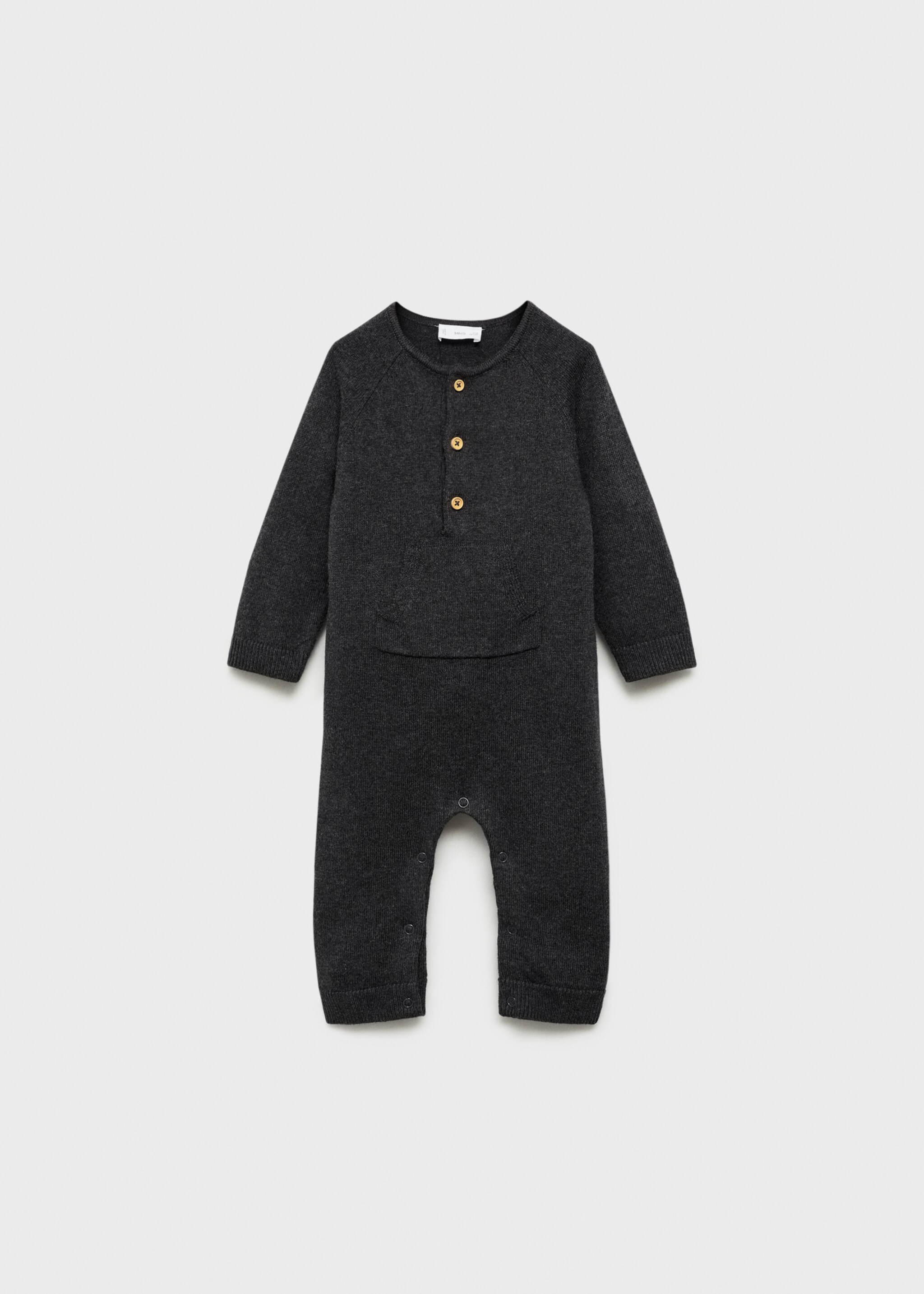 Strick-Jumpsuit aus Baumwolle - Artikel ohne Model, Dunkelgrau meliert. Ref: 77095995-00.