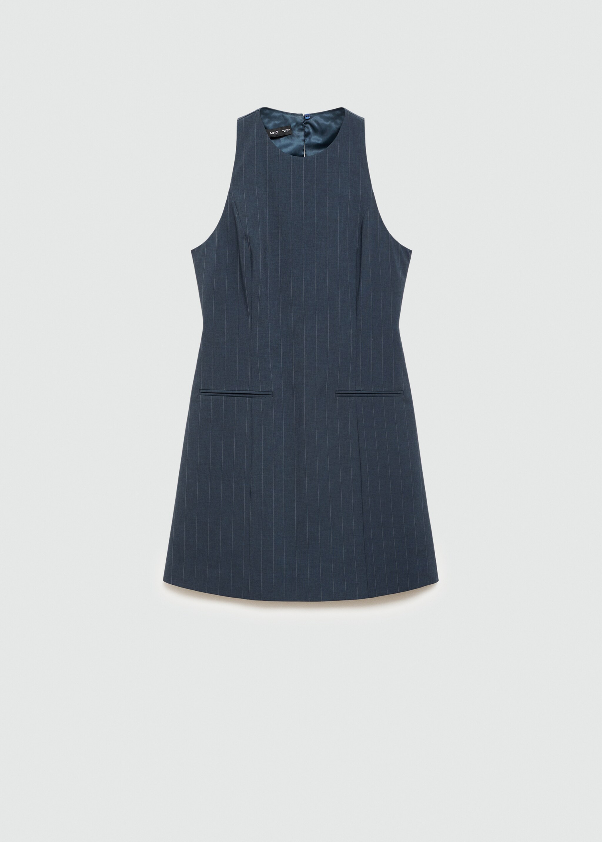 Kurzes Kleid mit Nadelstreifenmuster - Artikel ohne Model, Dunkles Marineblau. Ref: 77095997-00.