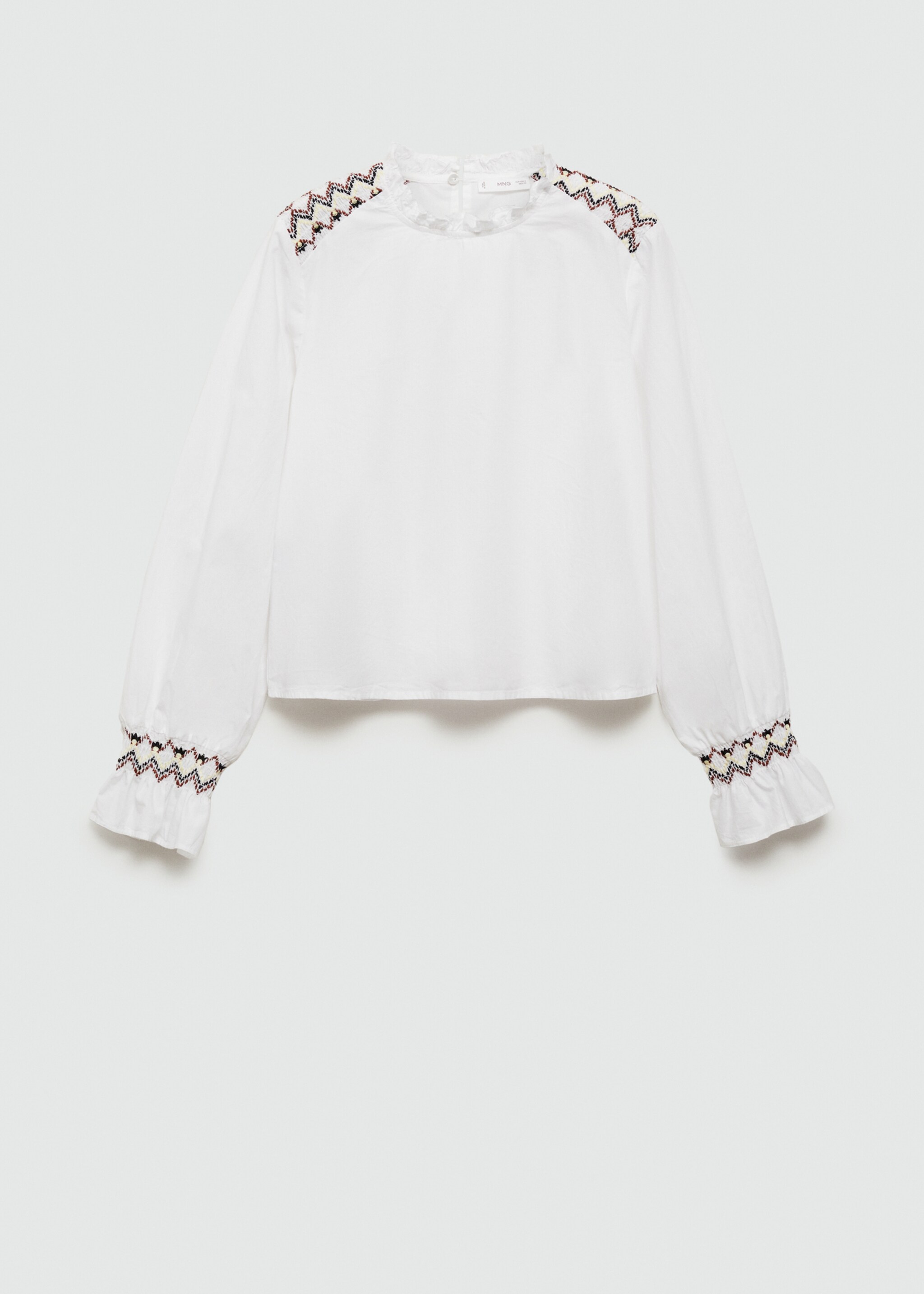 Ruched embroidered blouse - Article without model, Off White. Ref: 77096000-00.