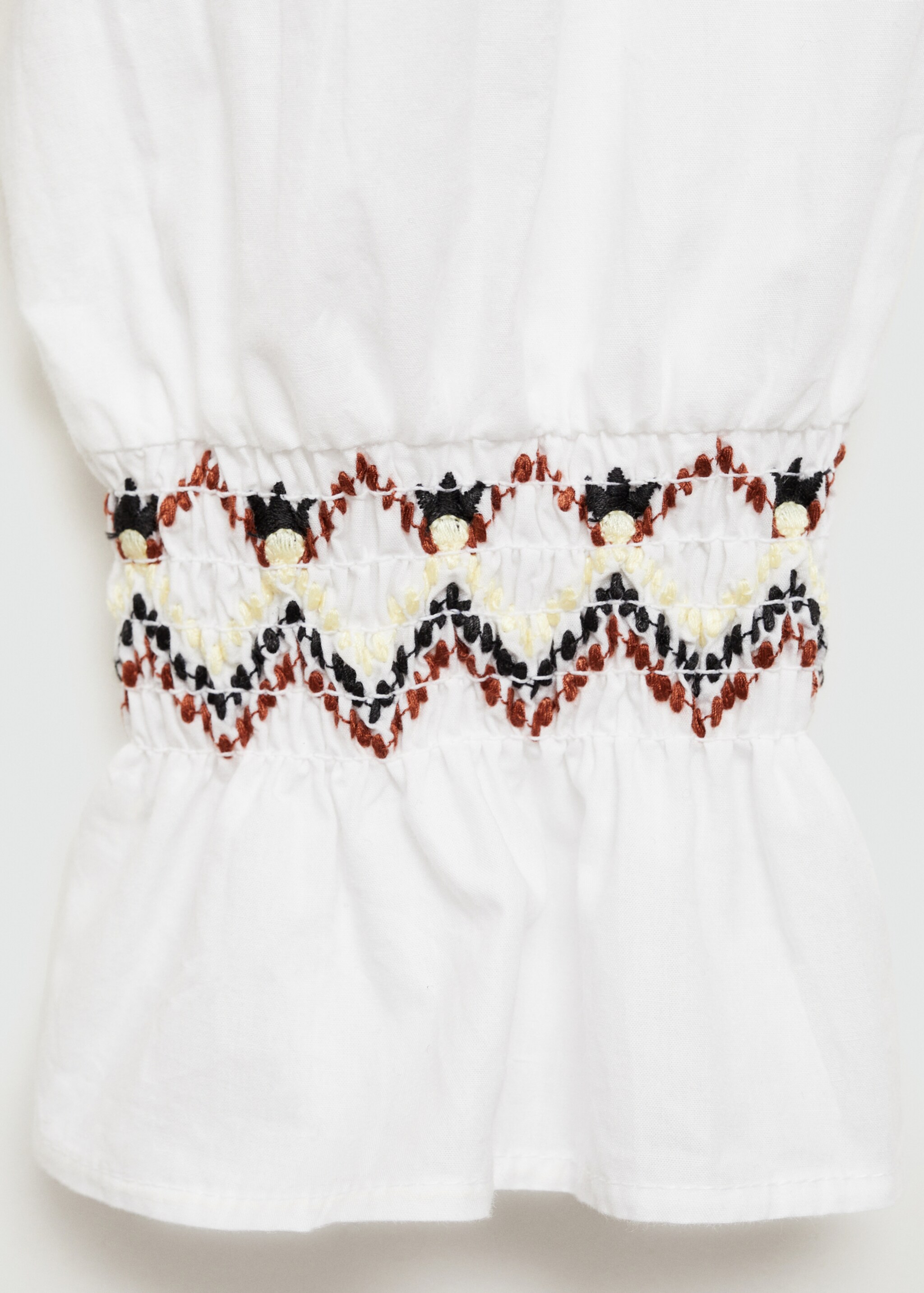 Ruched embroidered blouse - Details of the article 0, Off White. Ref: 77096000-00.