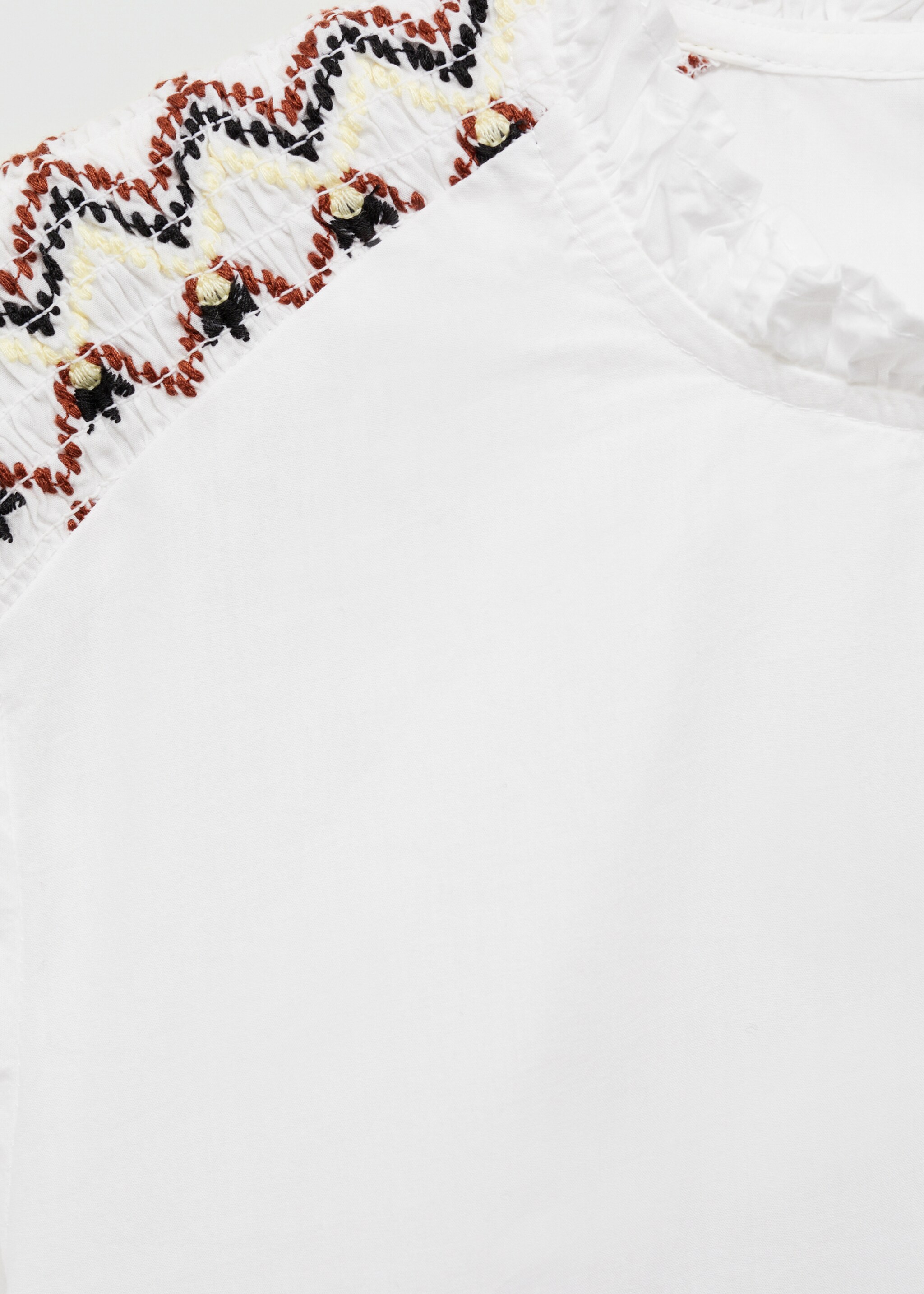 Ruched embroidered blouse - Details of the article 8, Off White. Ref: 77096000-00.