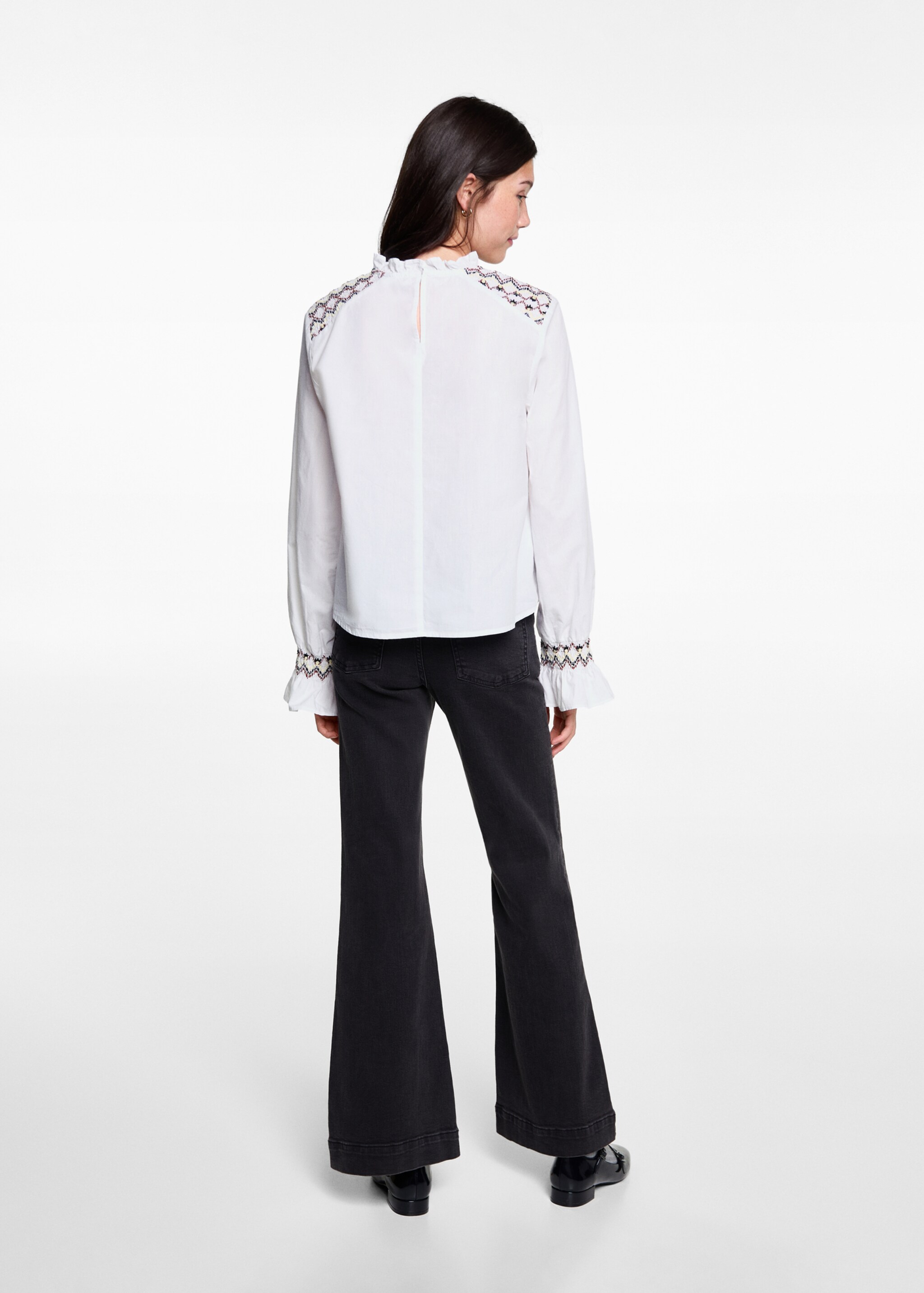 Ruched embroidered blouse - Reverse of the article, Off White. Ref: 77096000-00.
