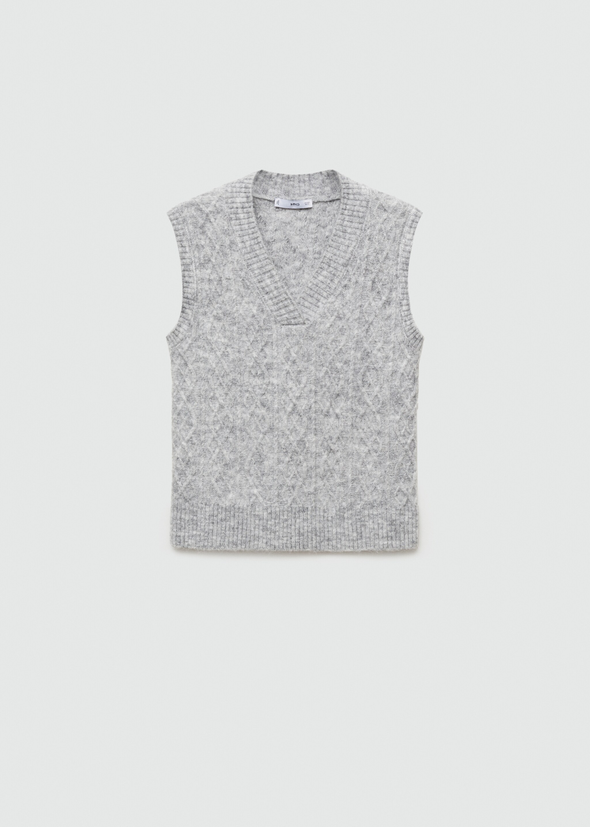 Braided-knit gilet - Article without model, Medium Heather Grey. Ref: 77096004-00.