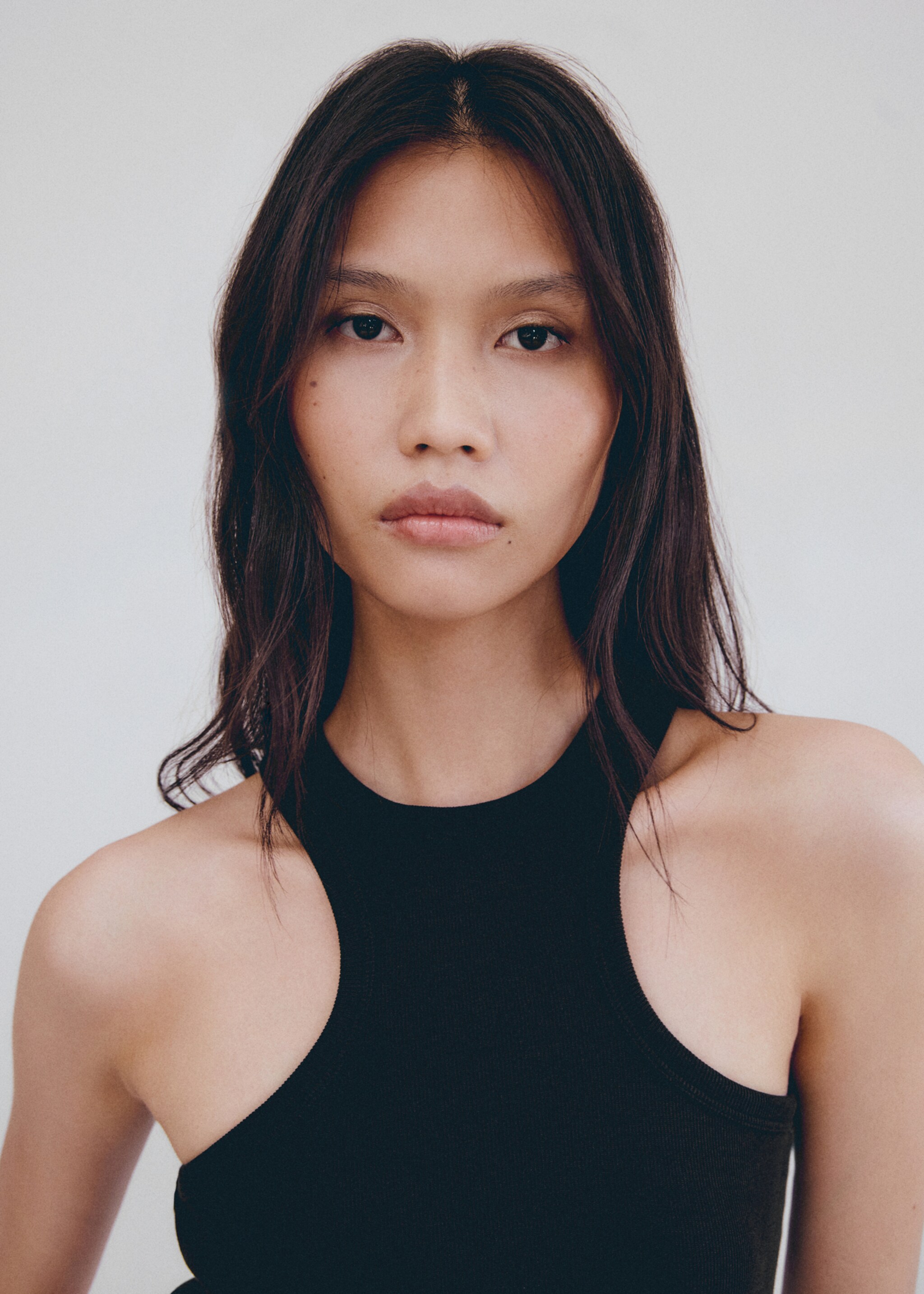 Top côtelé en coton - Plan moyen, Noir. Ref: 77096347-00.