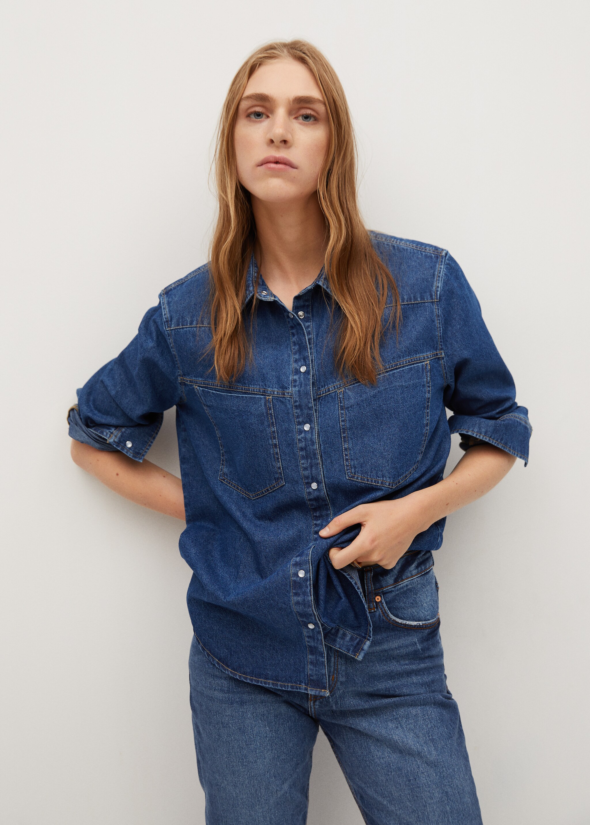 Camisa denim algodón - Plano medio