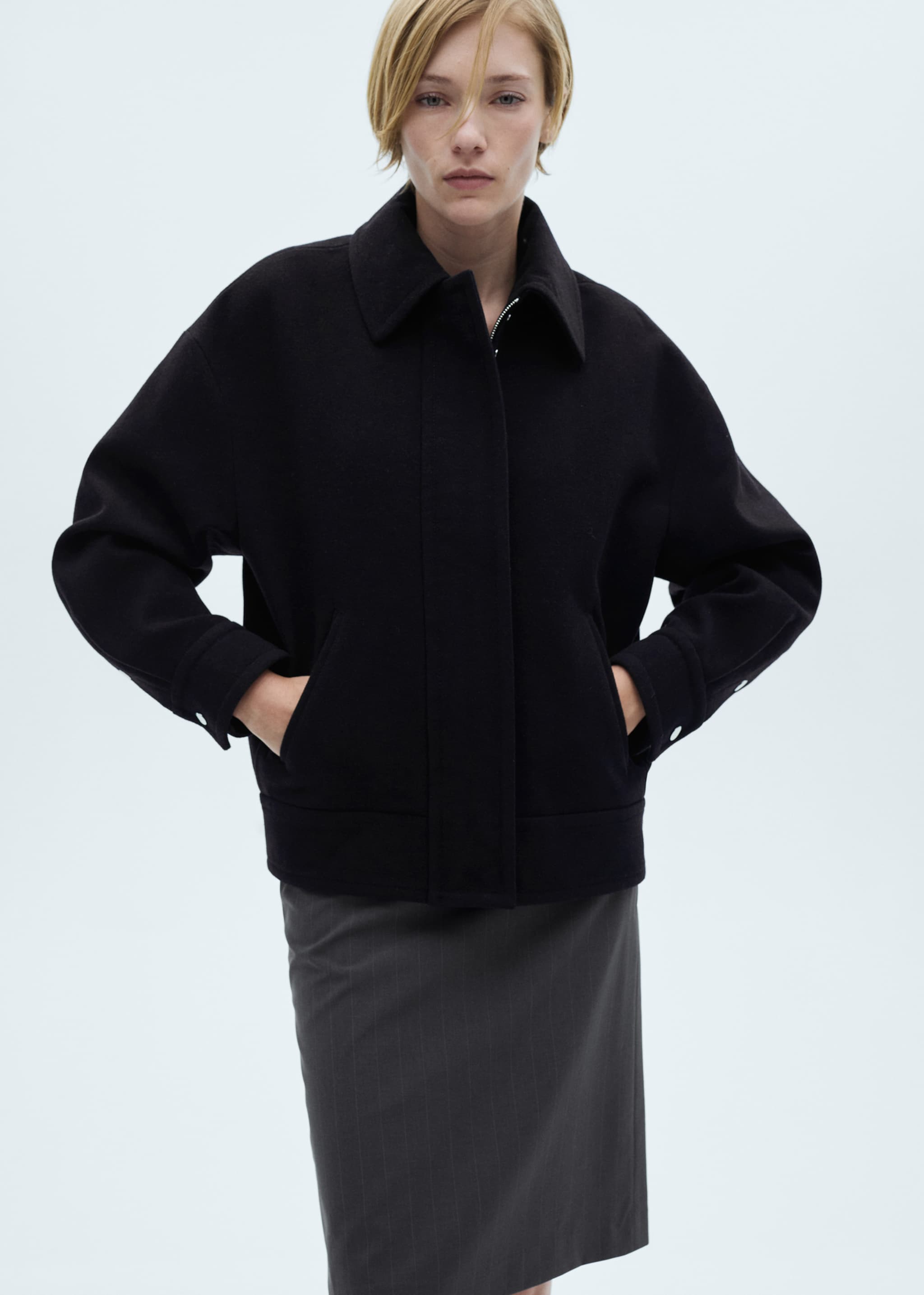 Oversized wollen jasje - Middenvlak, Donkermarine. Ref: 77096719-00.