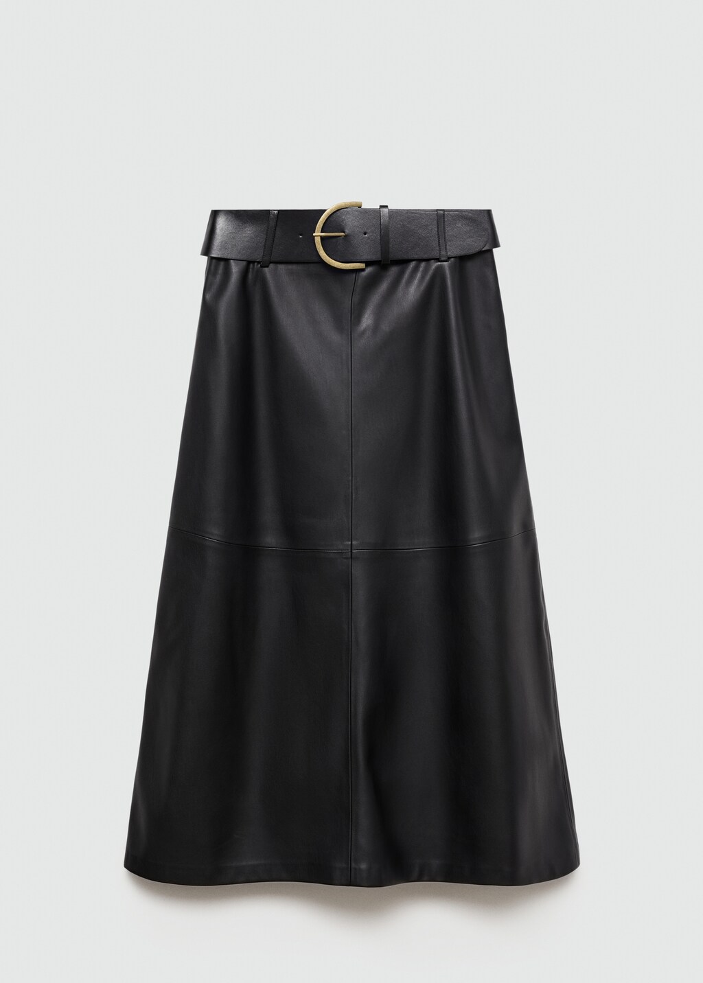 【COLOR iN ID】Two-belted leather midi skirt Leather-effect midi-skirt with belt - Women | MANGO OUTLET USA
