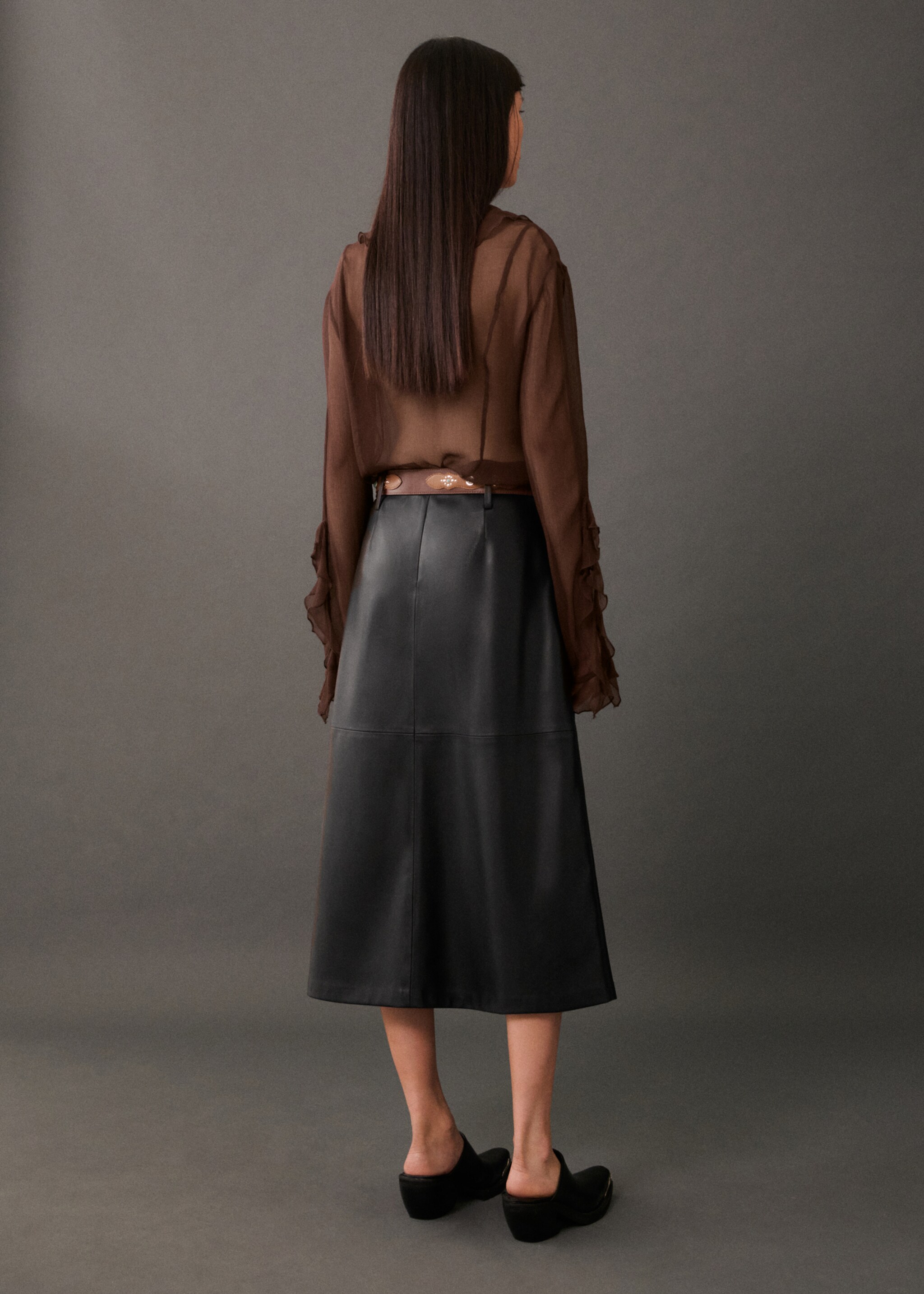 Leather-effect midi-skirt - Reverse of the article