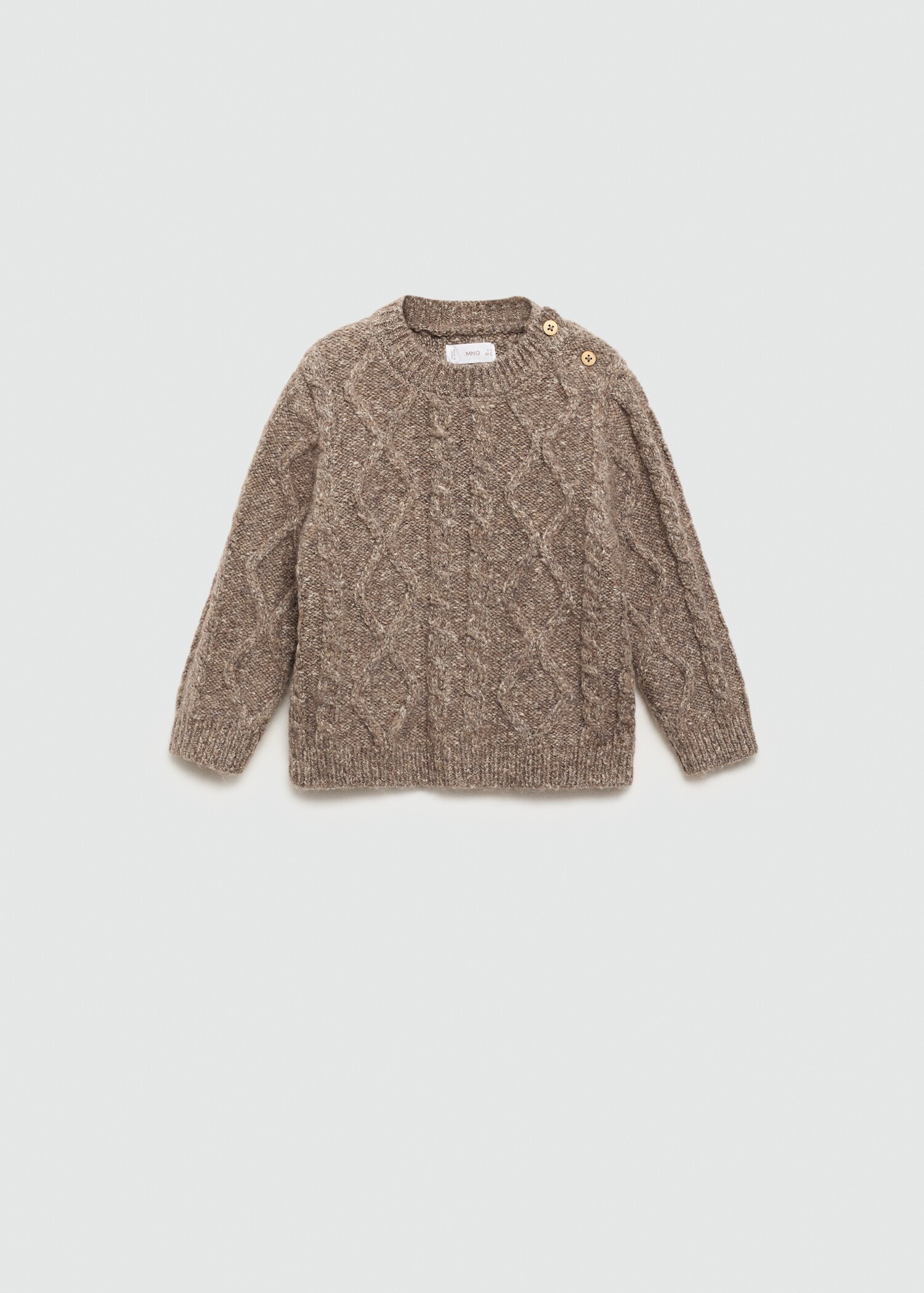 Geknöpfter Strickpullover mit Zopfmuster - Artikel ohne Model