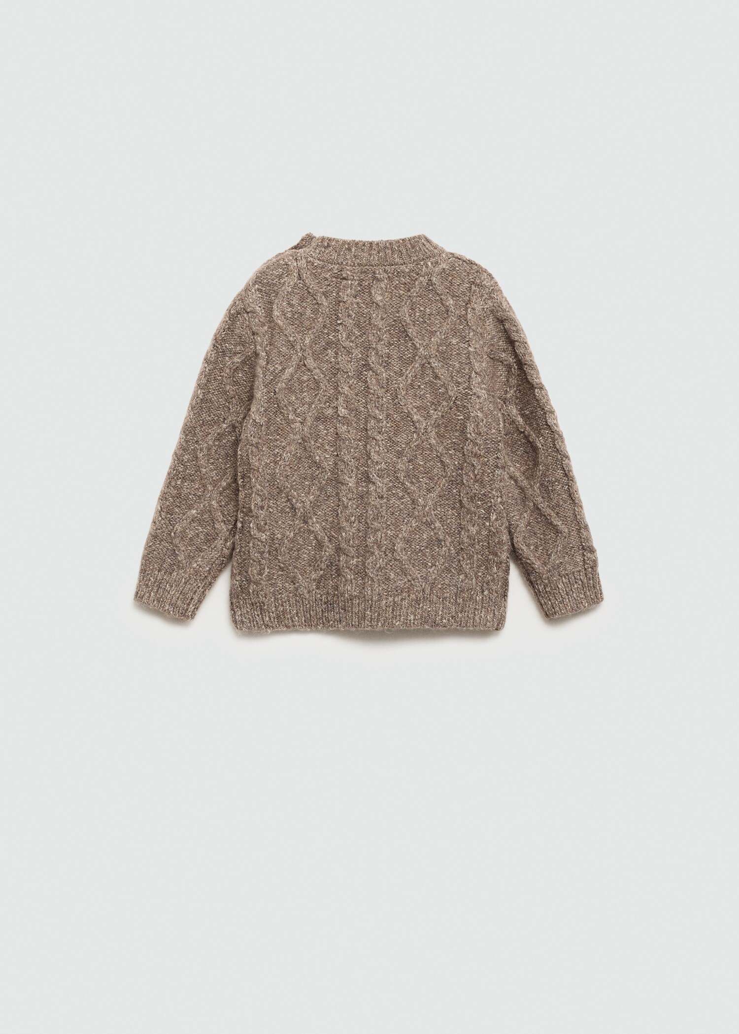 Geknöpfter Strickpullover mit Zopfmuster - Rückseite des Artikels