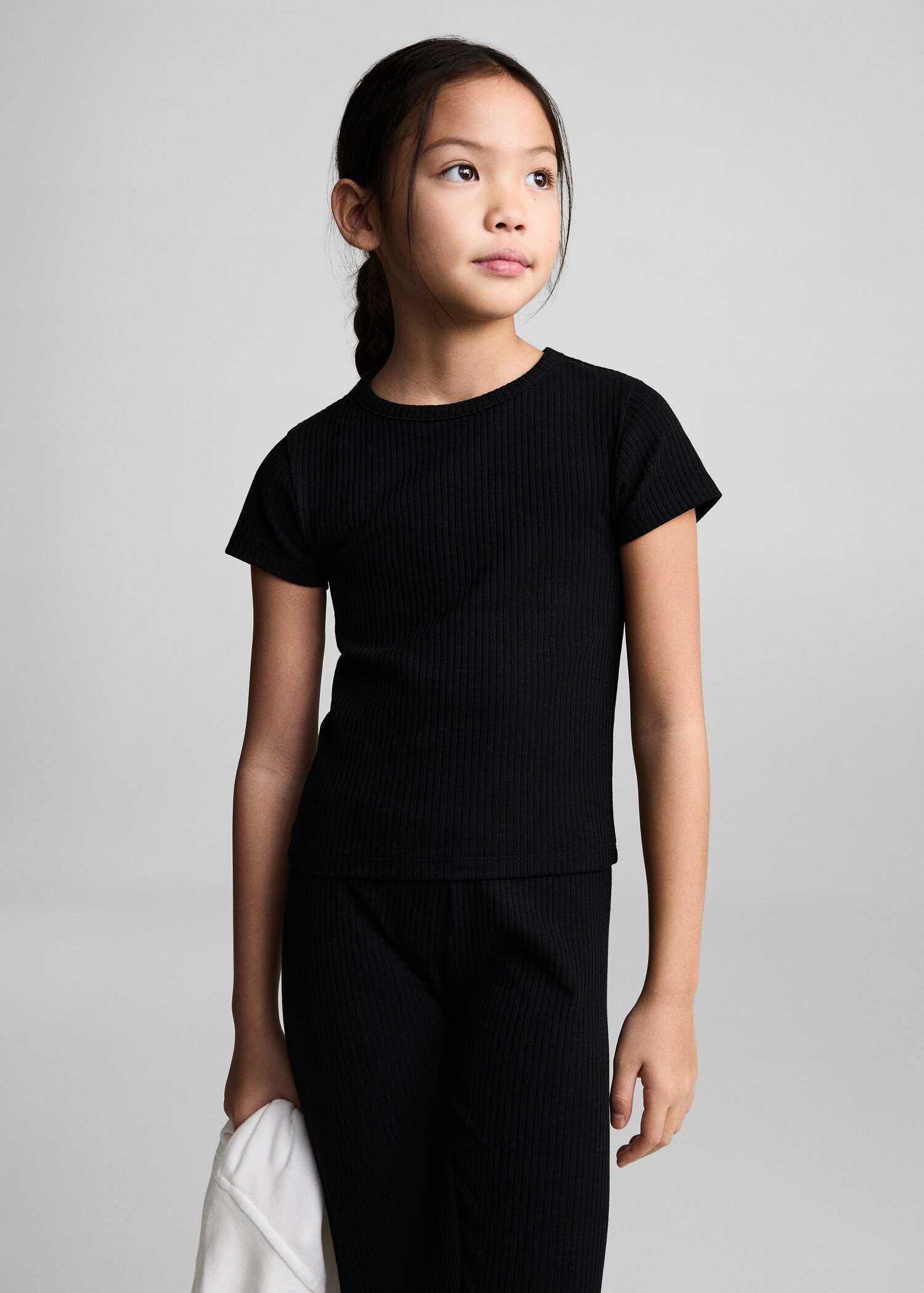 T-shirt coton côtelé - Plan moyen