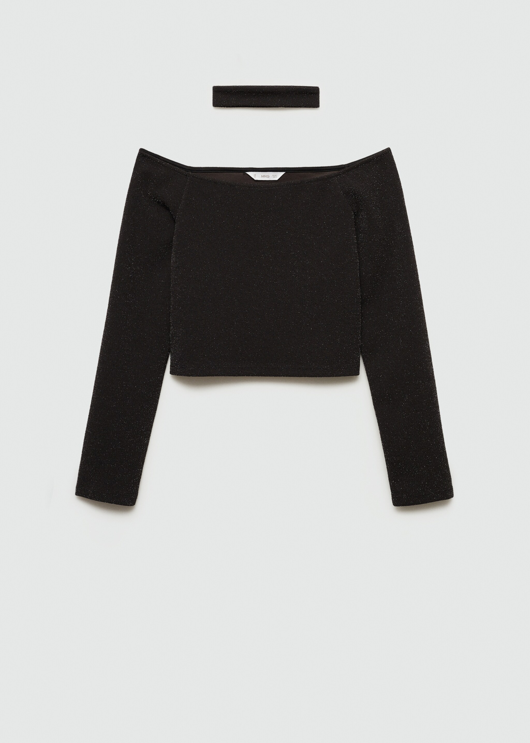 Choker lurex top - Article without model, Black. Ref: 77096736-00.