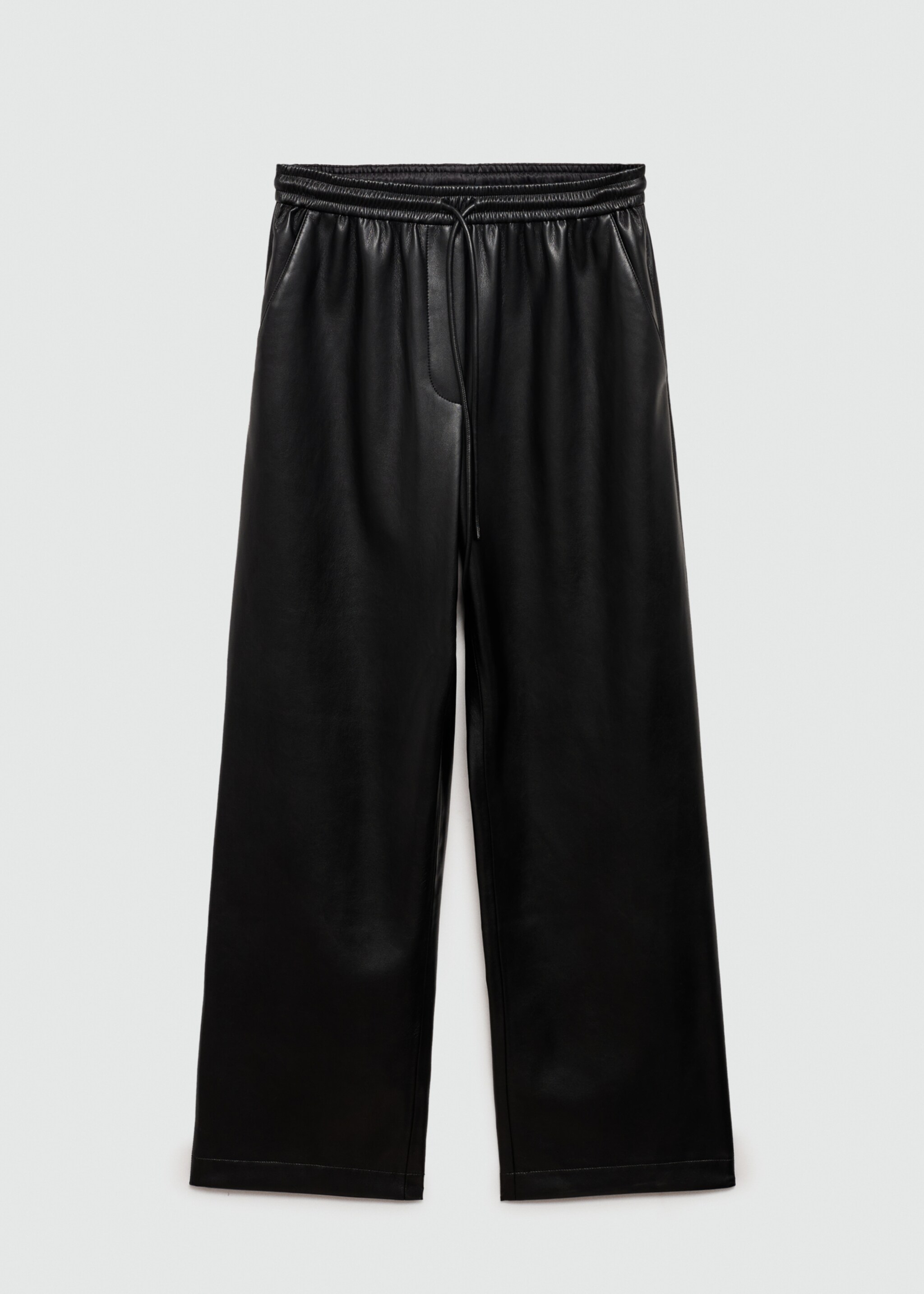 Hose mit Stretchbund und Leder-Effekt - Artikel ohne Model, Schwarz. Ref: 77096740-00.