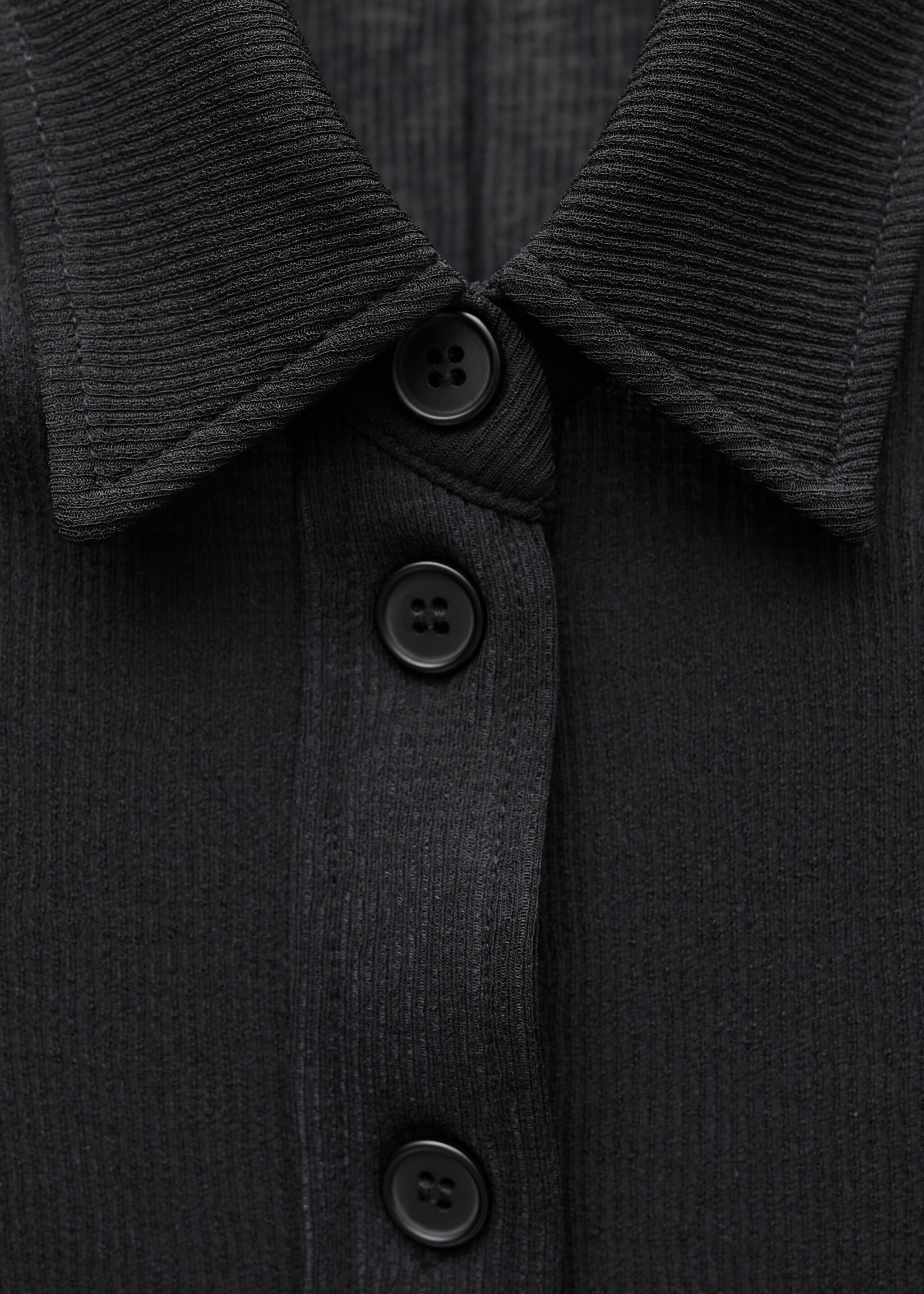 Long-sleeved fitted shirt - Details of the article 8, Black. Ref: 77096751-00.