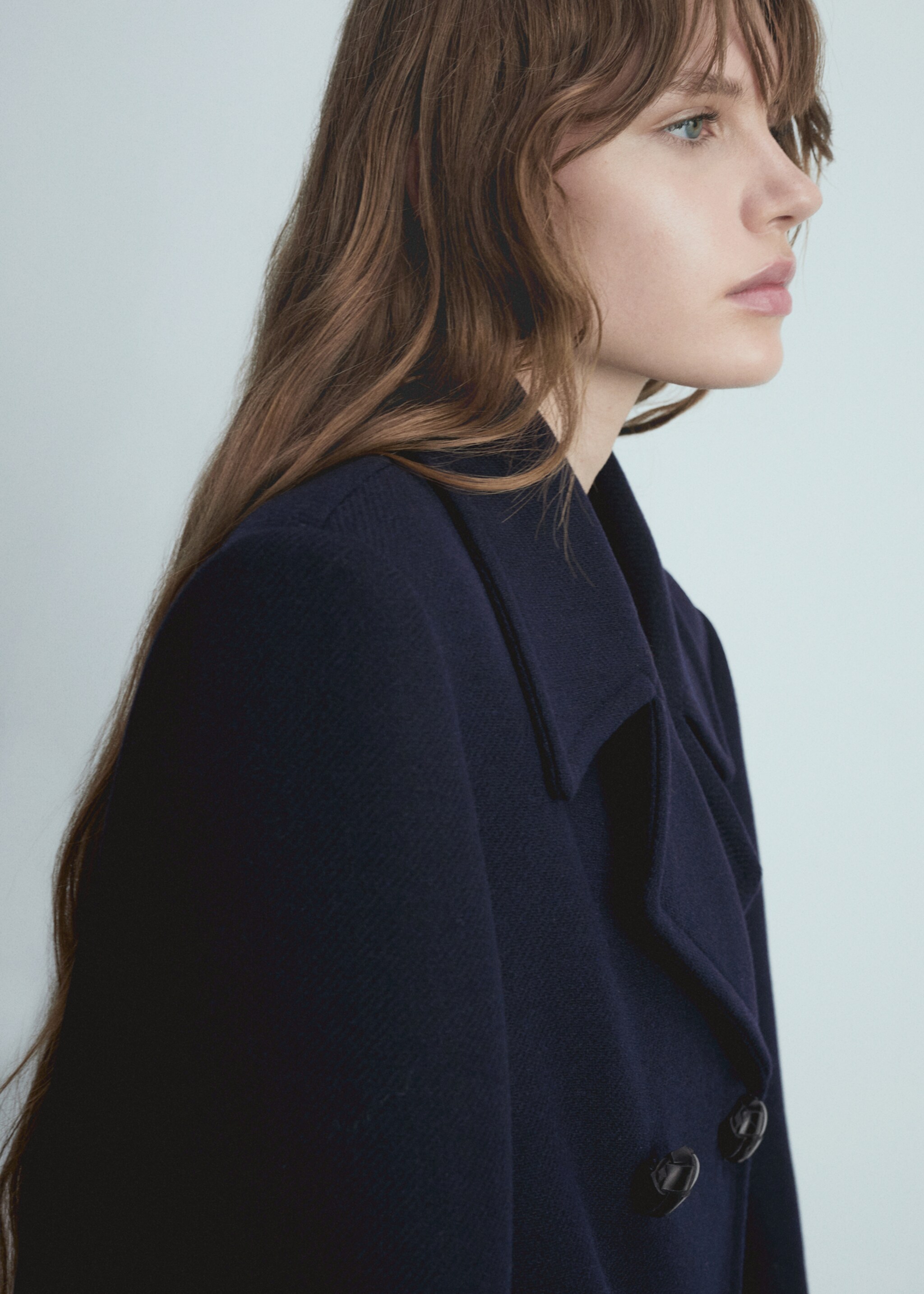 Structured oversize wool coat - Details of the article 1, Dark Navy. Ref: 77096753-00.