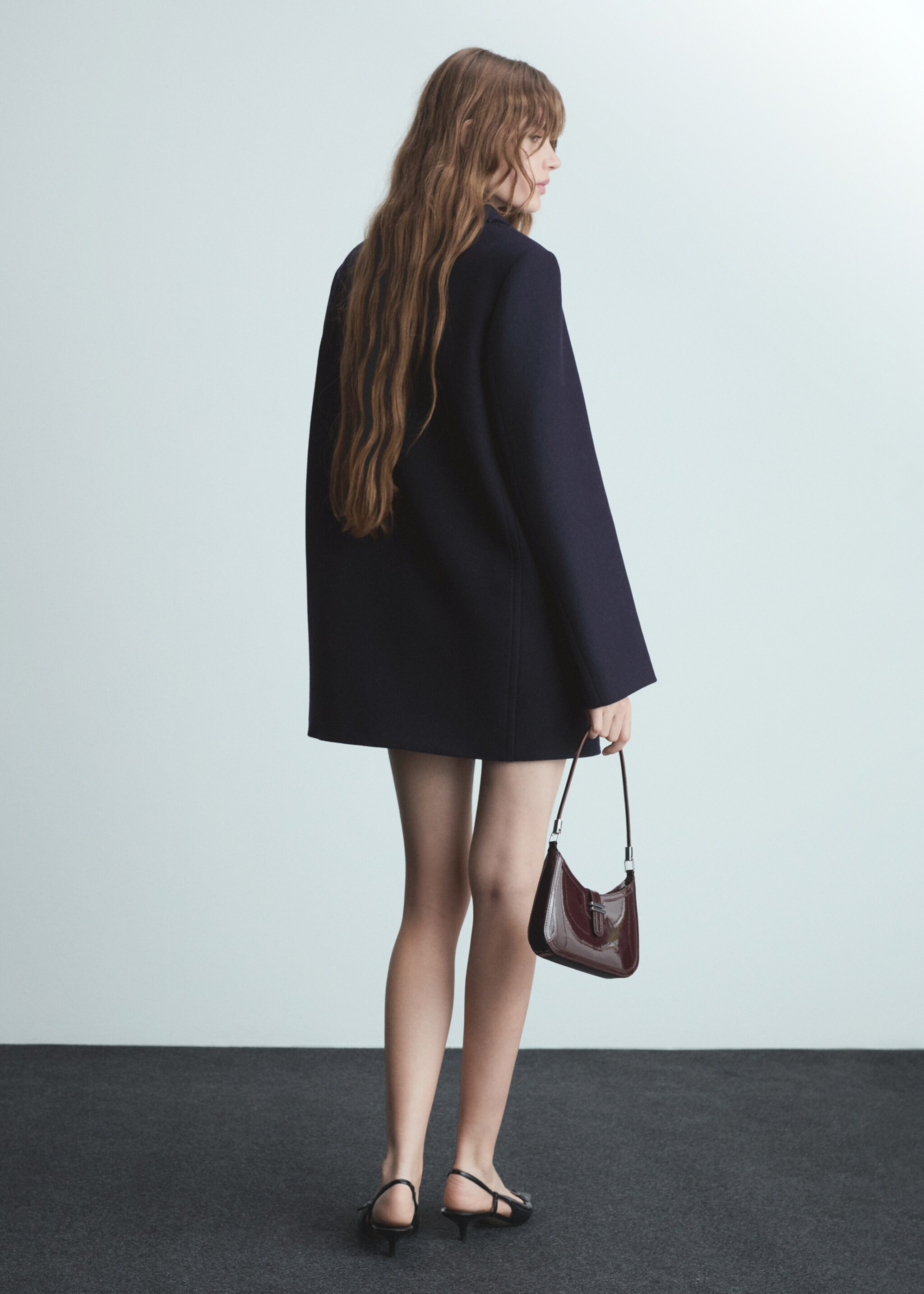 Structured oversize wool coat - Reverse of the article, Dark Navy. Ref: 77096753-00.