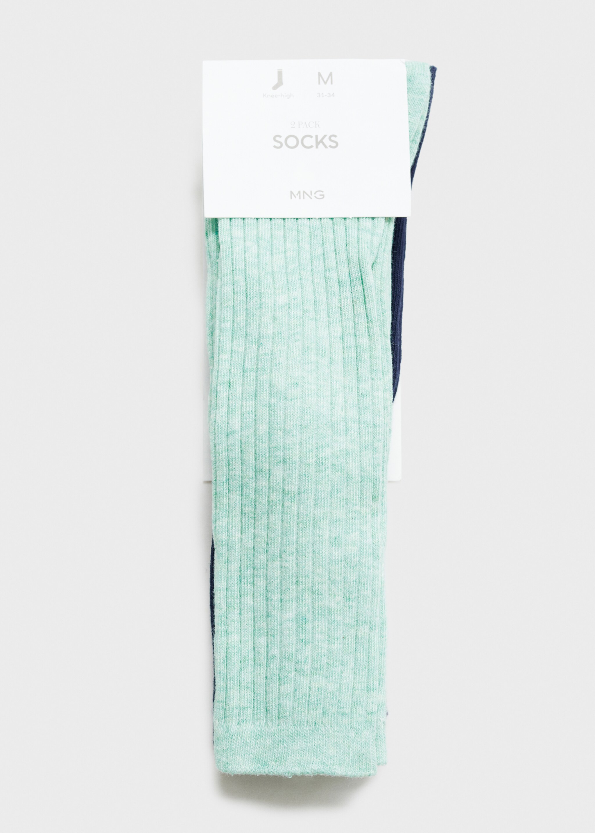 Balení 2 párů ponožek v žebrovaném vzoru - Detail zboží 0, Pastelově zelená. Ref: 77096754-00.