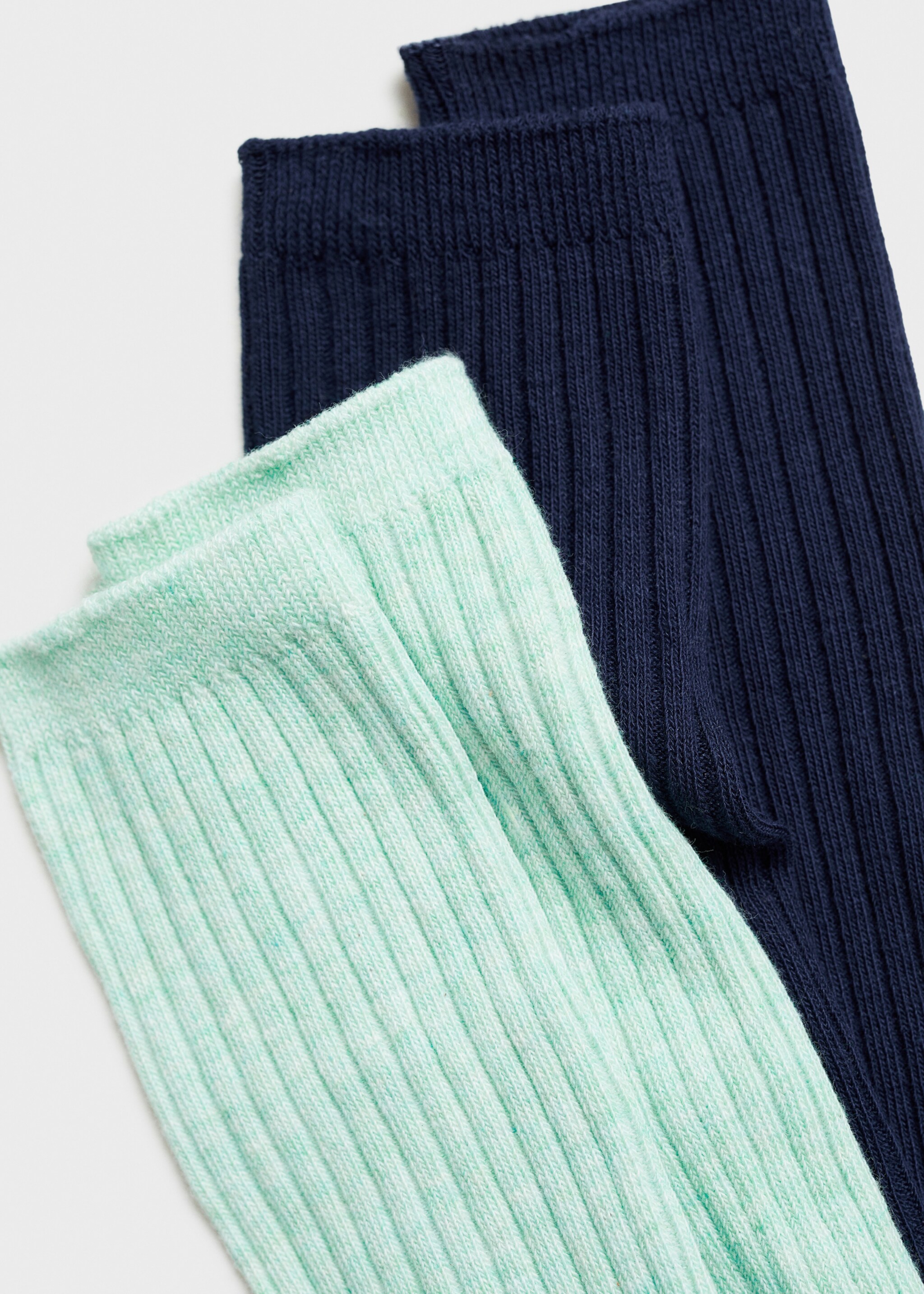 Balení 2 párů ponožek v žebrovaném vzoru - Detail zboží 8, Pastelově zelená. Ref: 77096754-00.