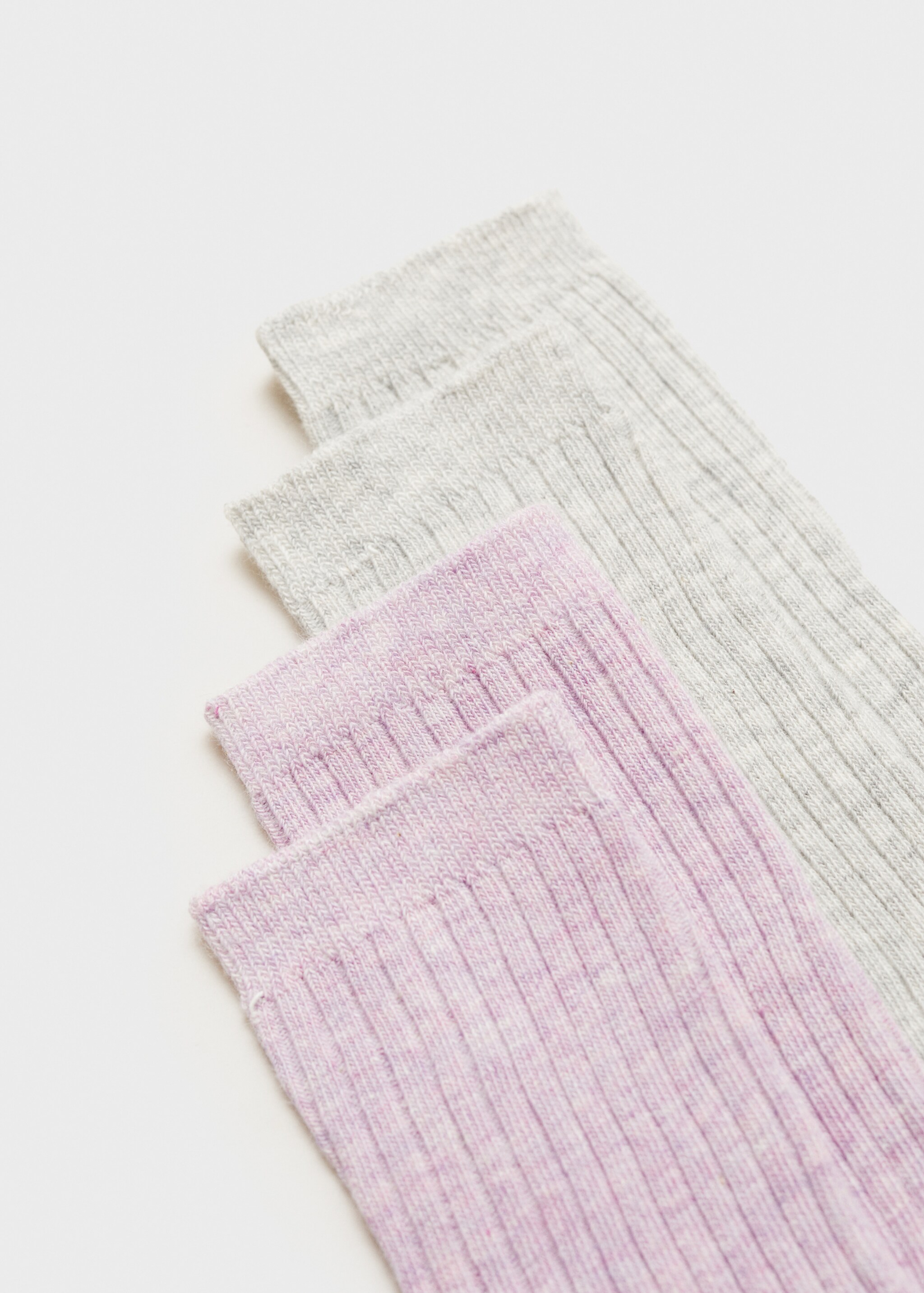 Balení 2 párů ponožek v žebrovaném vzoru - Detail zboží 8, Levandule. Ref: 77096754-00.