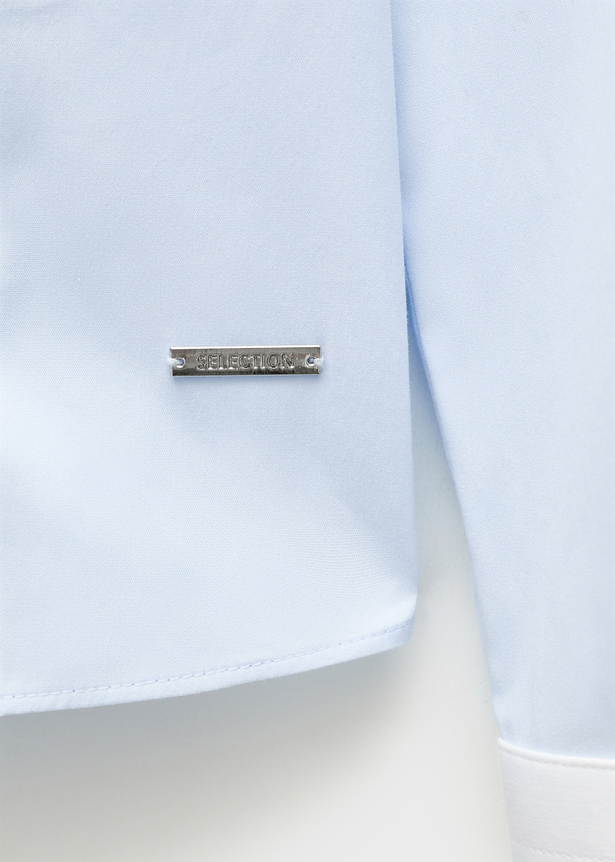 Poplin shirt with contrasting details - Details of the article 0, Sky Blue. Ref: 77096757-00.