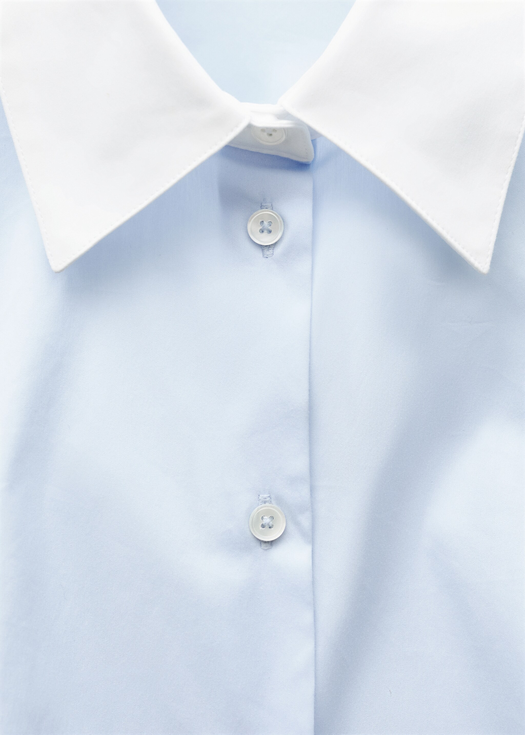 Poplin shirt with contrasting details - Details of the article 8, Sky Blue. Ref: 77096757-00.
