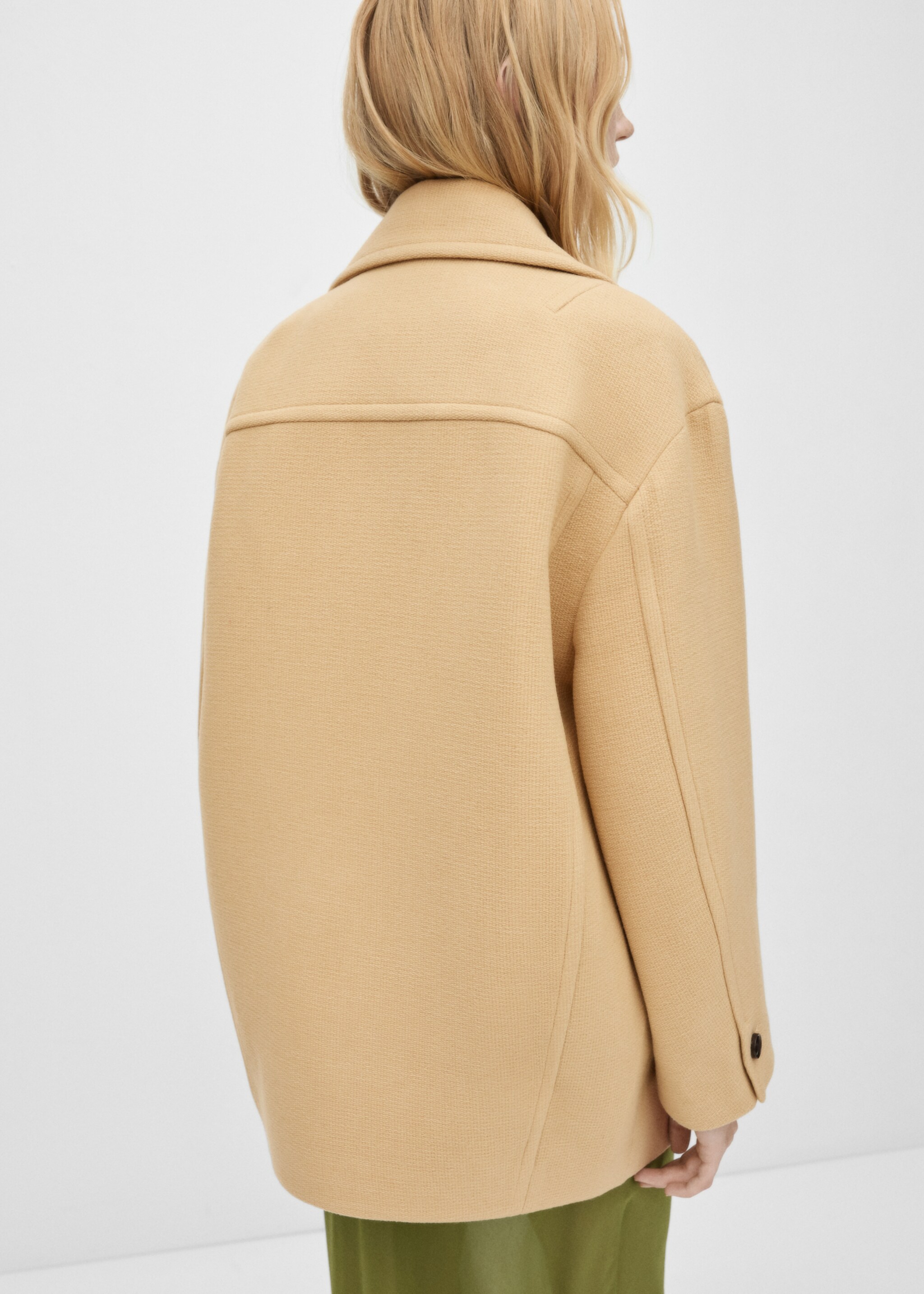 Double-breasted virgin wool coat - Reverse of the article, Medium Brown. Ref: 77096762-00.