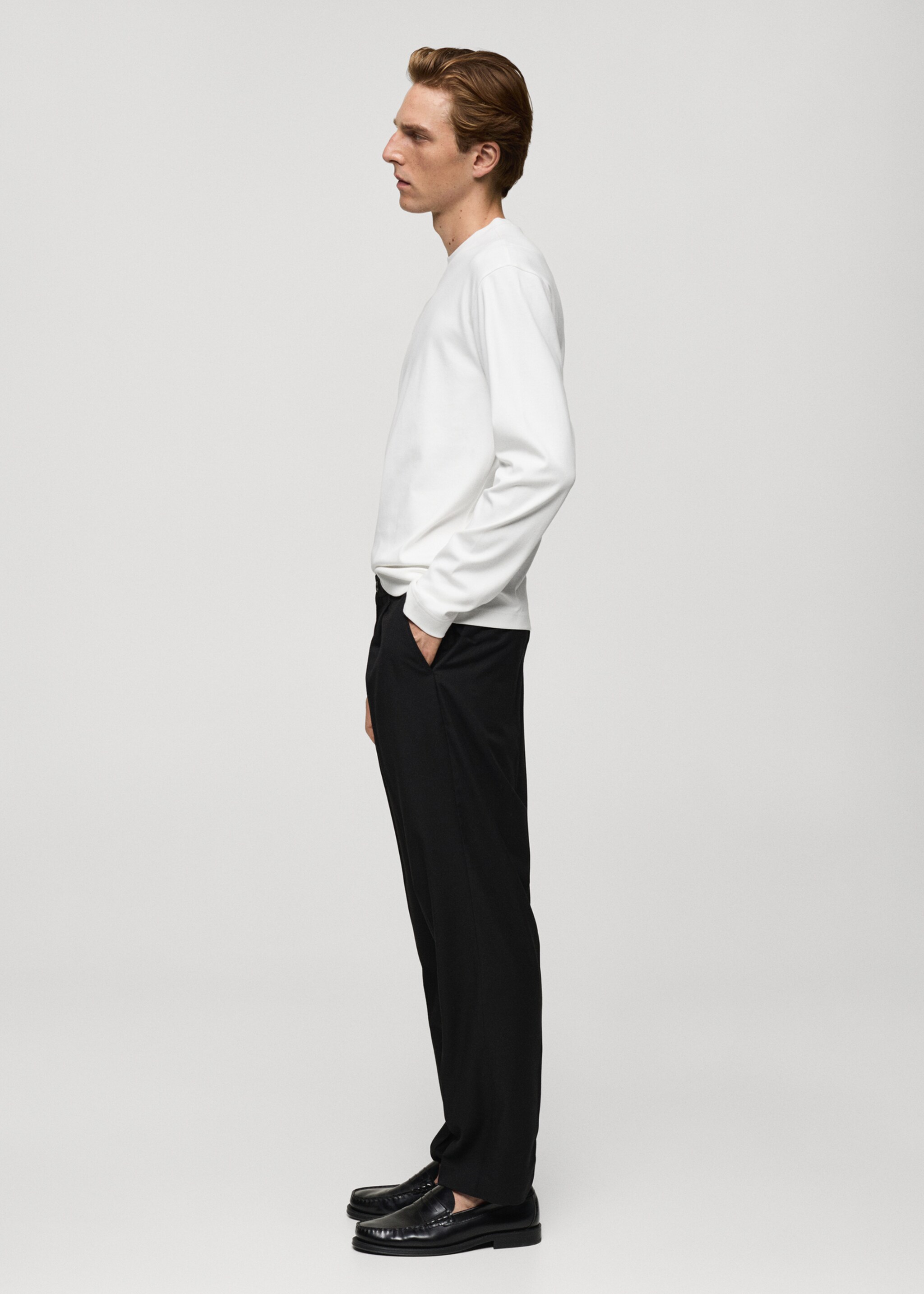100% cotton long-sleeved t-shirt - Details of the article 2, White. Ref: 77097111-00.