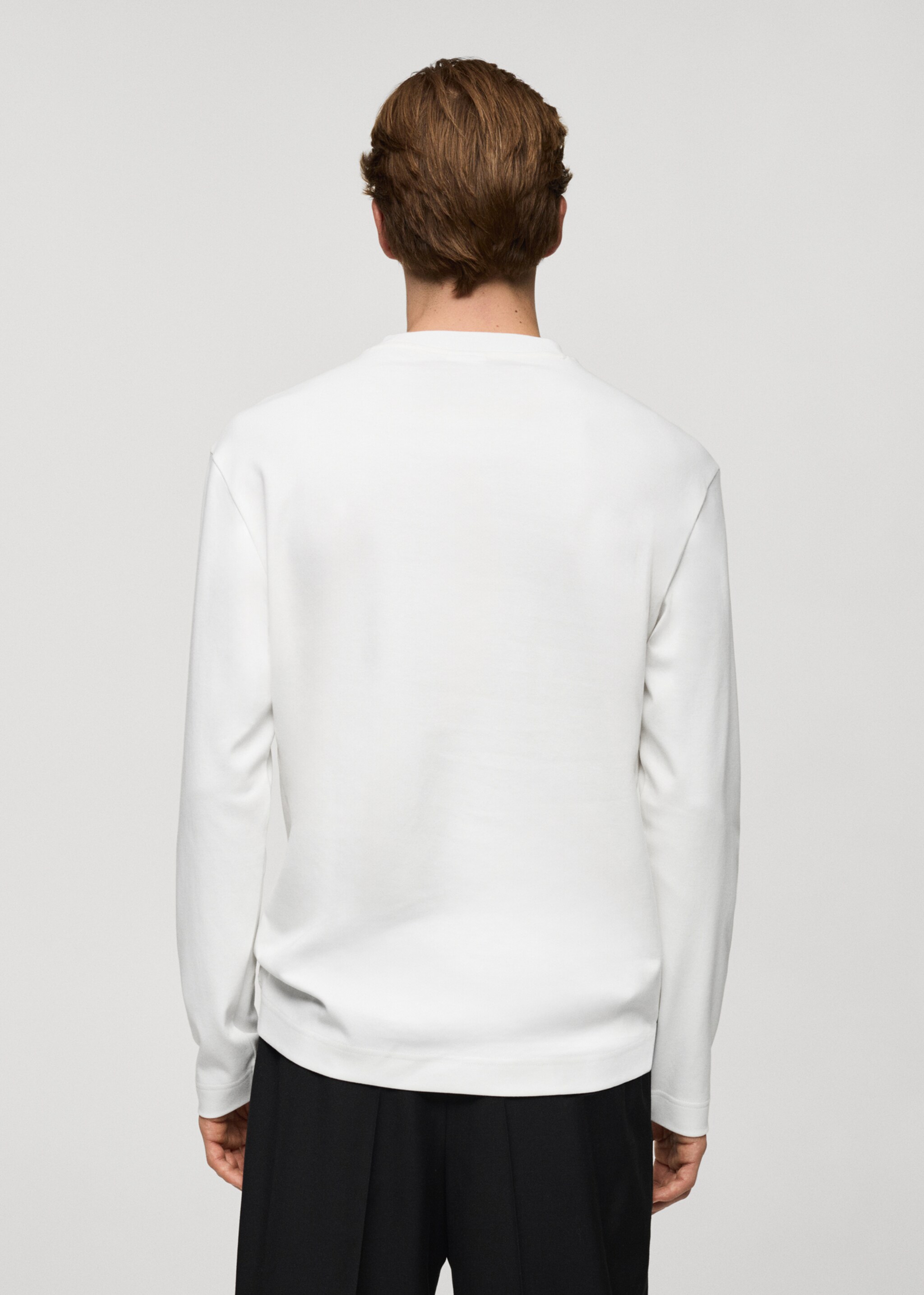 100% cotton long-sleeved t-shirt - Reverse of the article, White. Ref: 77097111-00.
