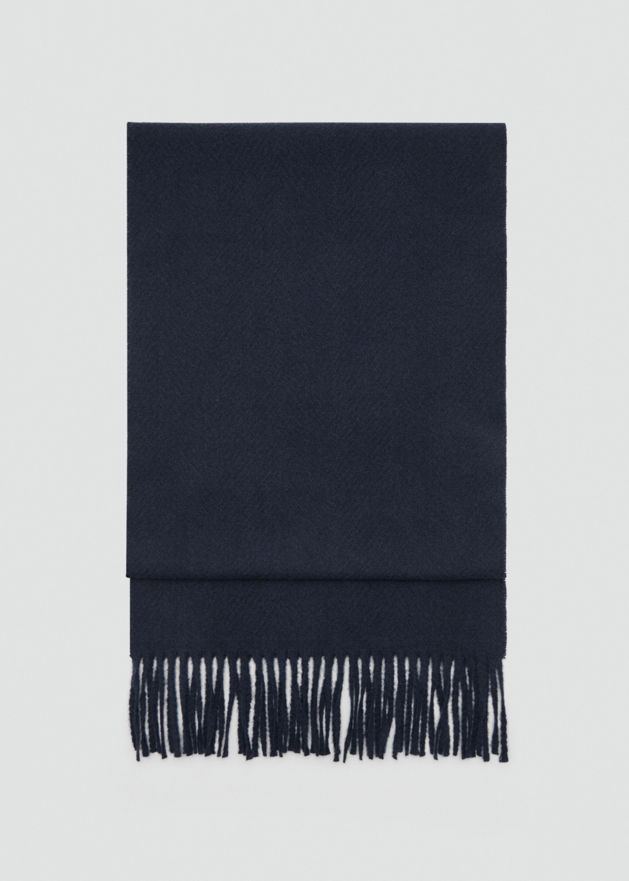 Plain fringed scarf - Article without model, Dark Navy. Ref: 77097112-00.