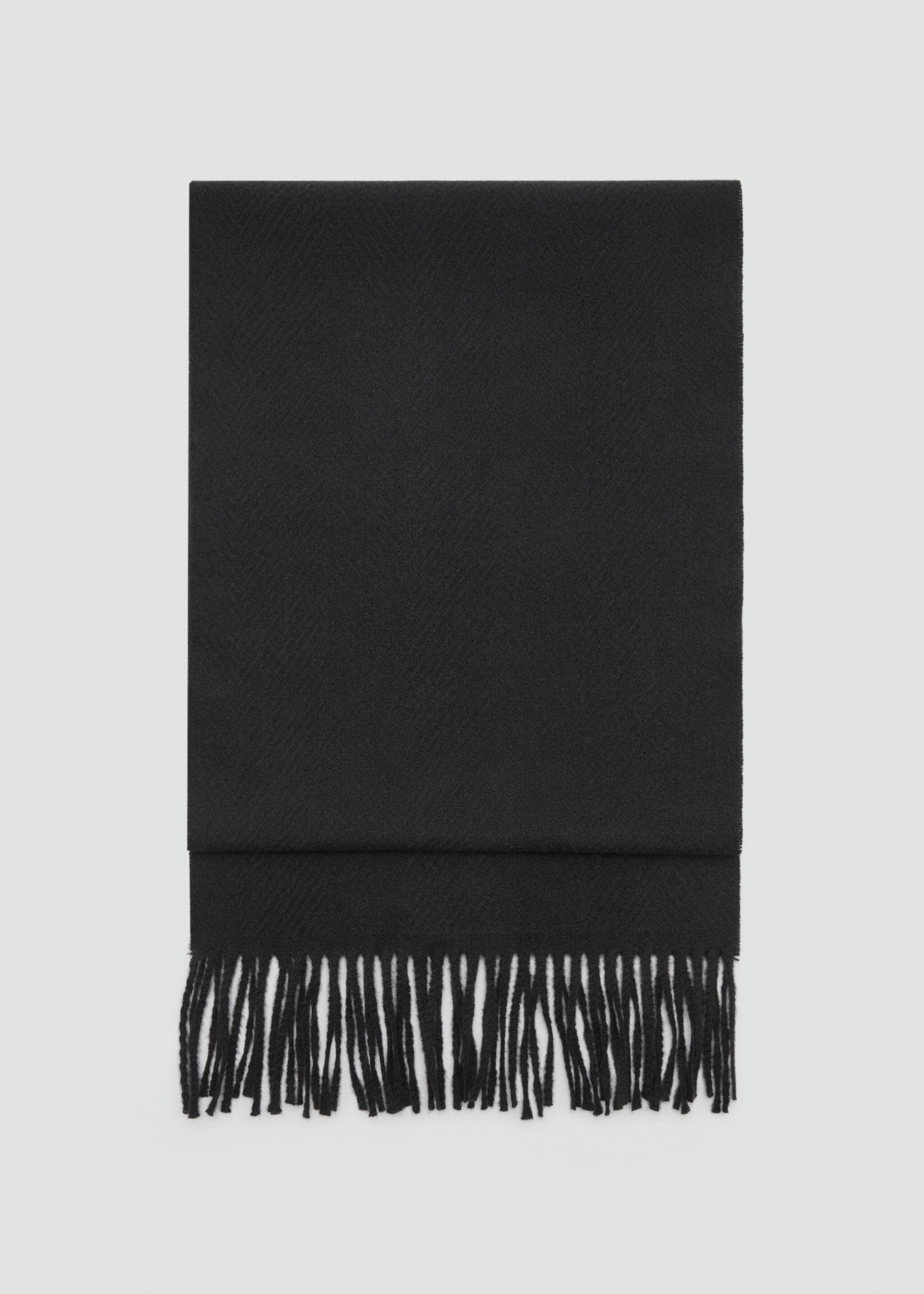Plain fringed scarf - Article without model, Black. Ref: 77097112-00.
