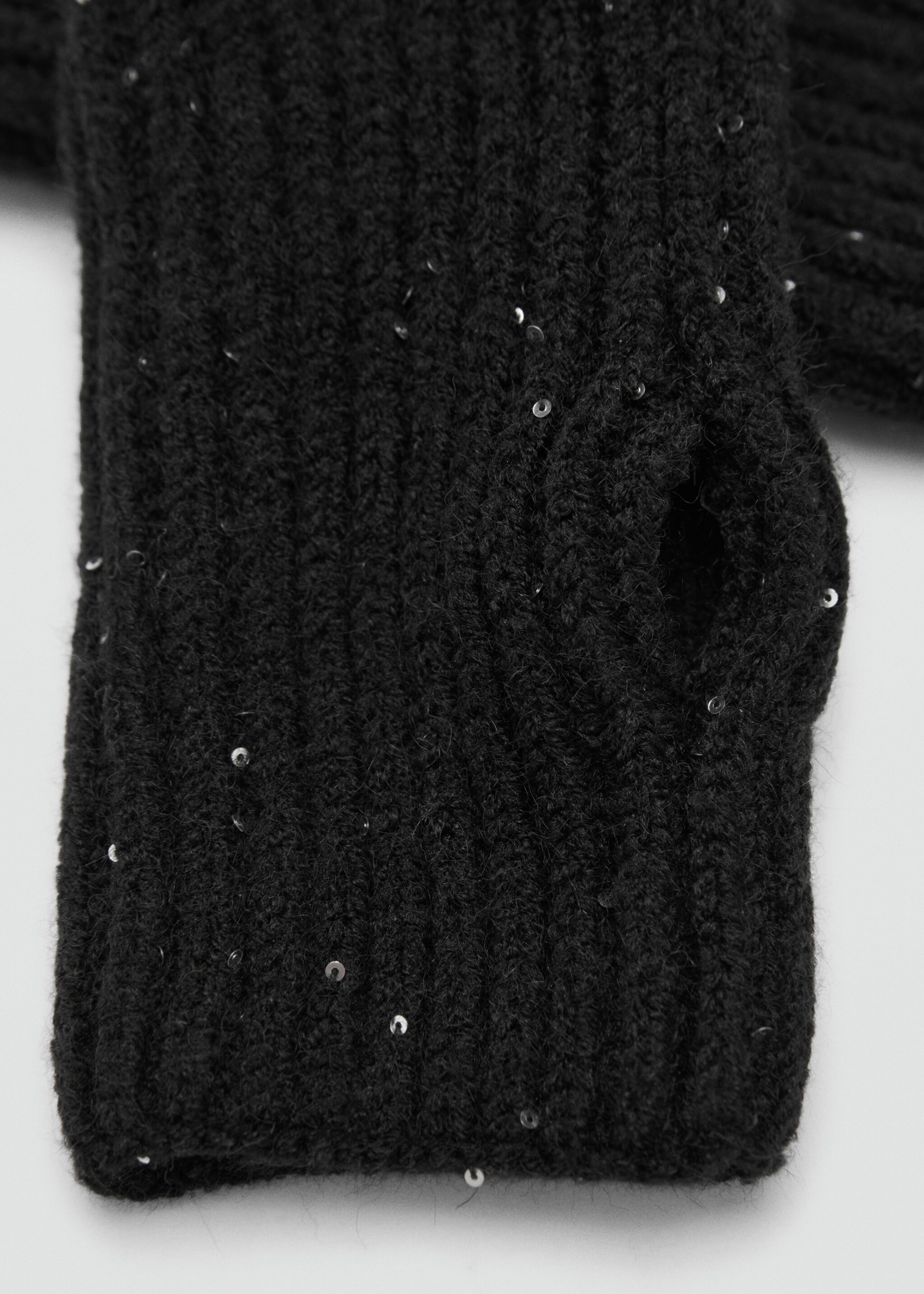 Sequin knitted gloves - Medium plane, Black. Ref: 77097119-00.