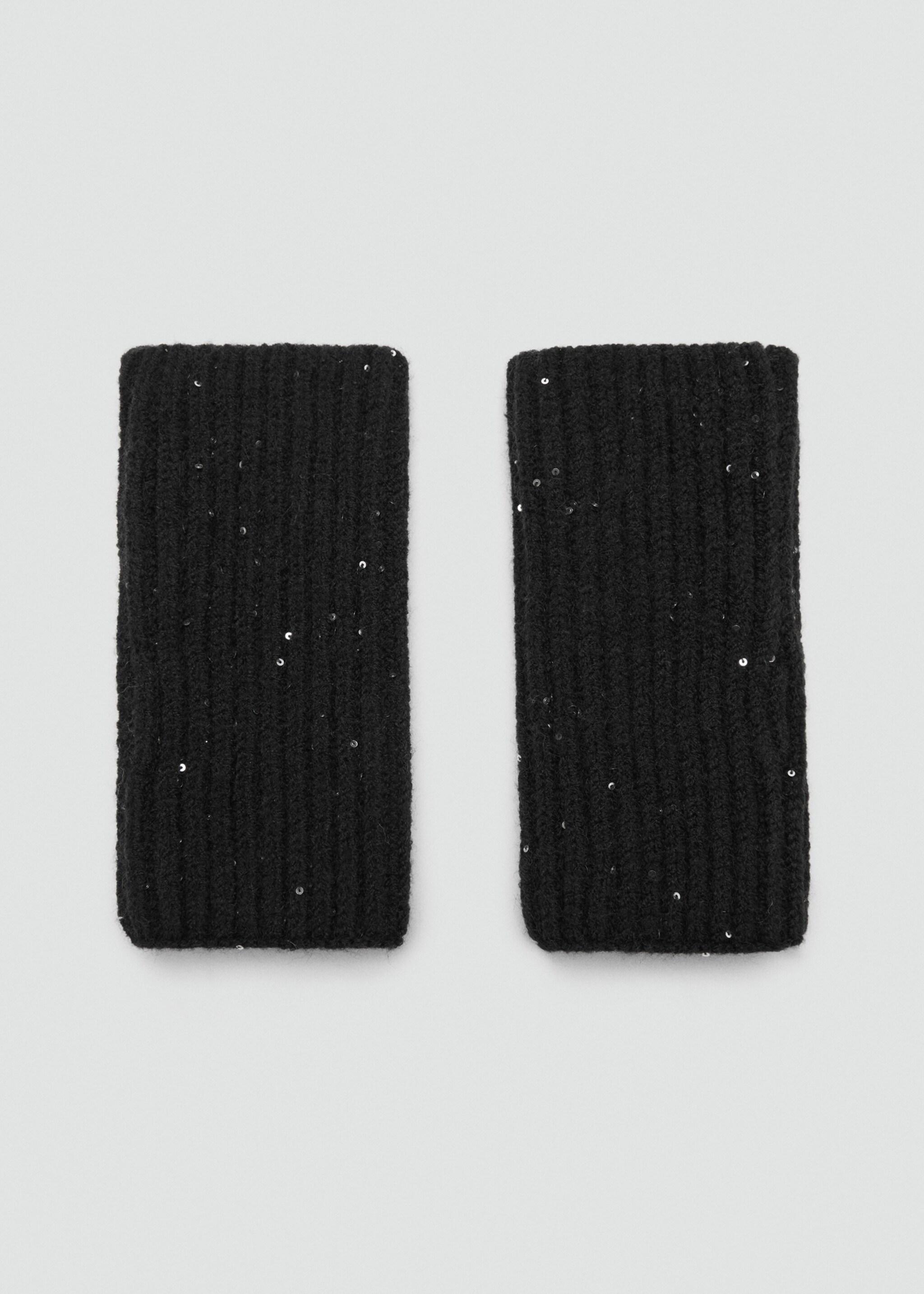 Sequin knitted gloves - Article without model, Black. Ref: 77097119-00.