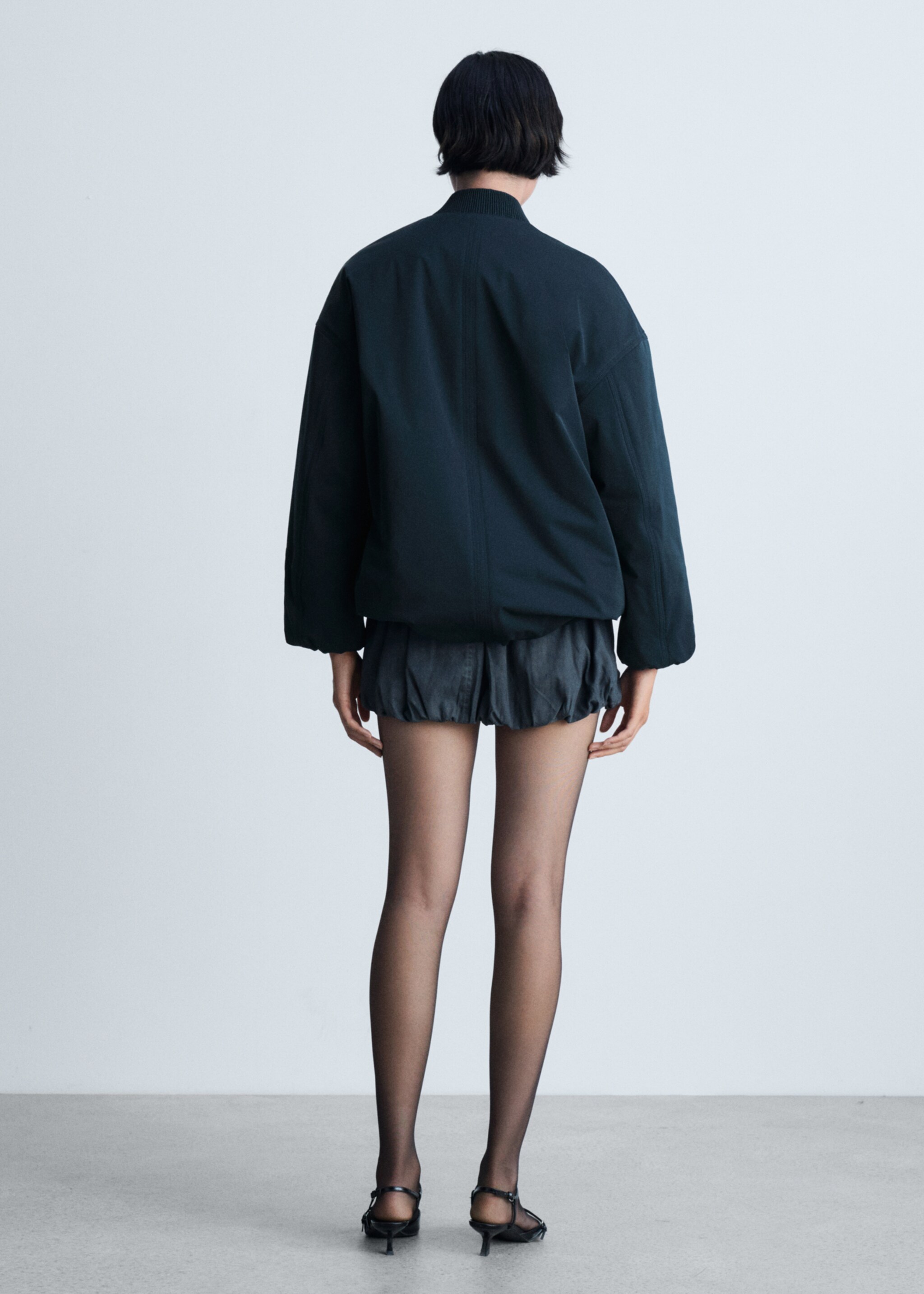 Bomberjacke mit Doppelreißverschluss - Rückseite des Artikels, Dunkles Marineblau. Ref: 77097641-00.