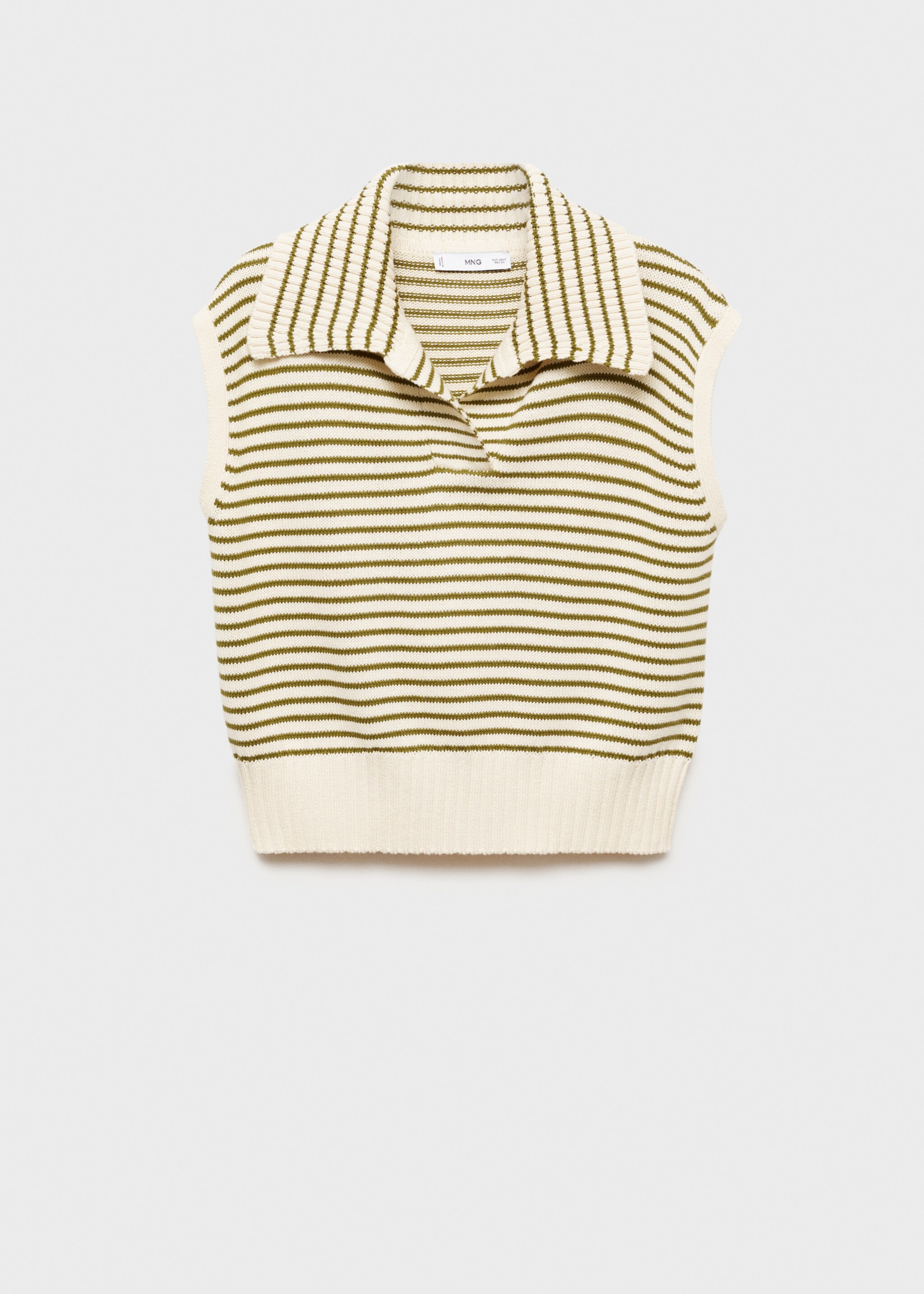 Striped knitted gilet - Article without model, Ecru. Ref: 77097643-00.