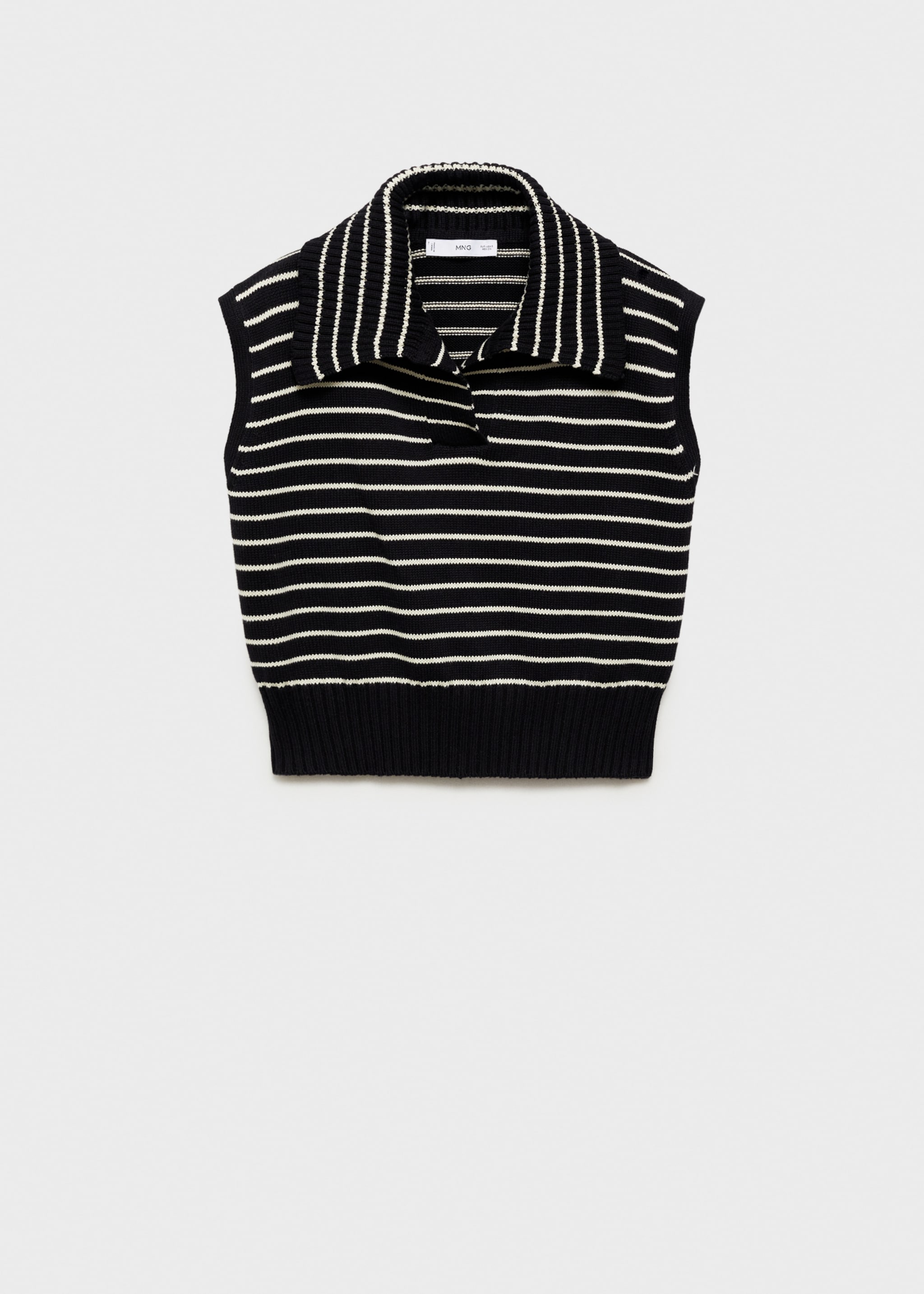Striped knitted gilet - Article without model, Khaki. Ref: 77097643-00.