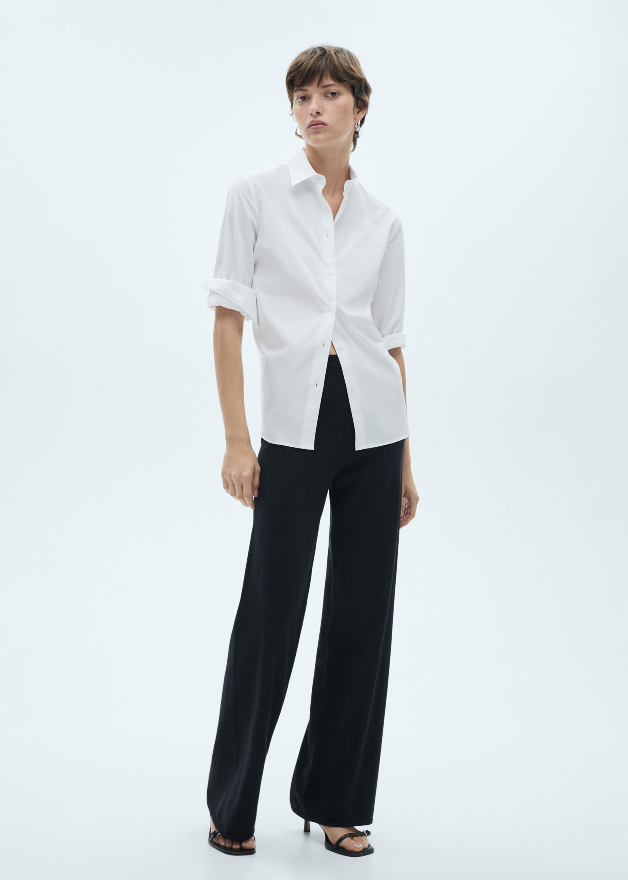 Fine-knit wideleg trousers - Medium plane, Black. Ref: 77097644-00.