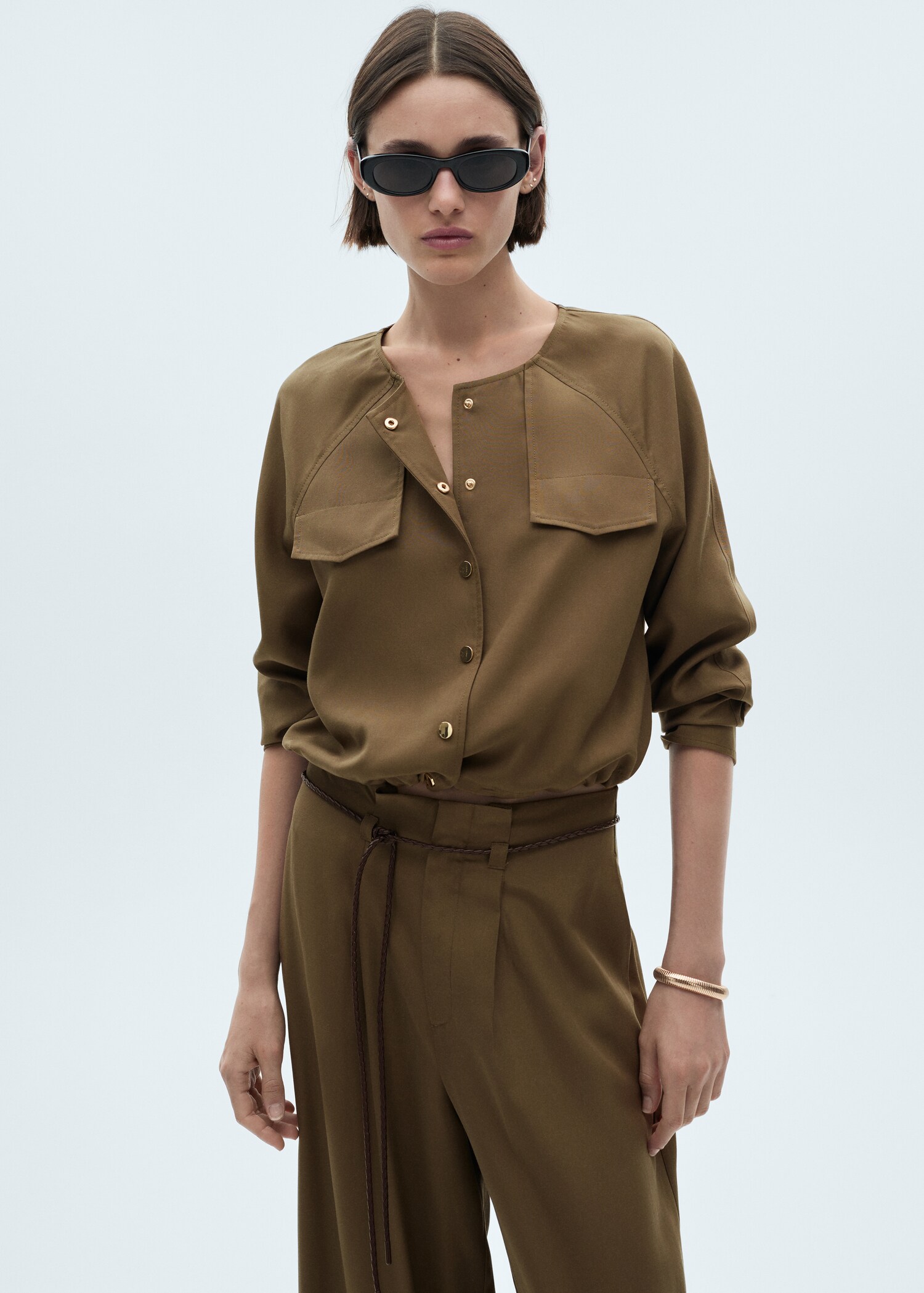 Jacke aus Lyocell mit Taschen - Mittlere Ansicht