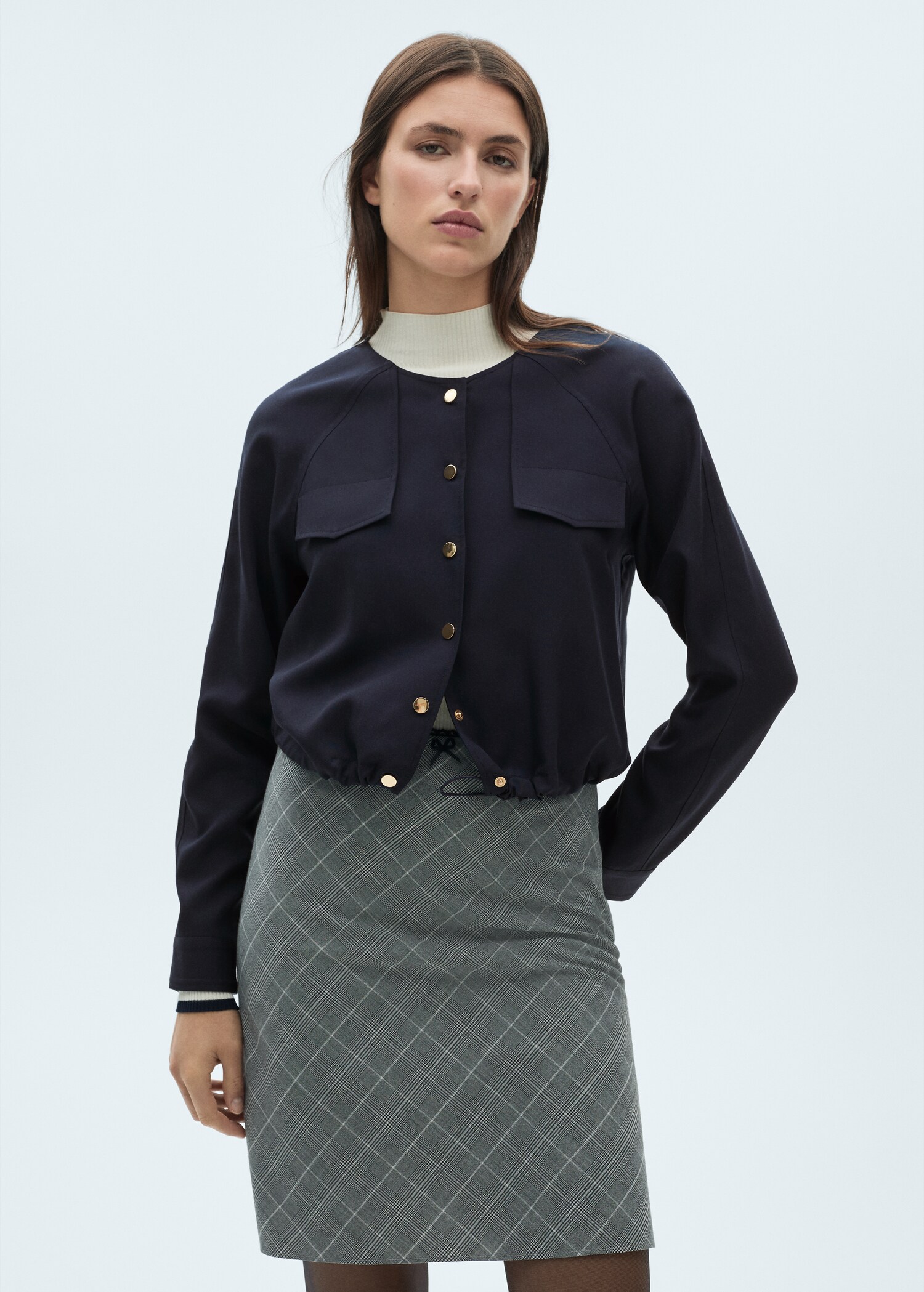 Jacke aus Lyocell mit Taschen - Mittlere Ansicht