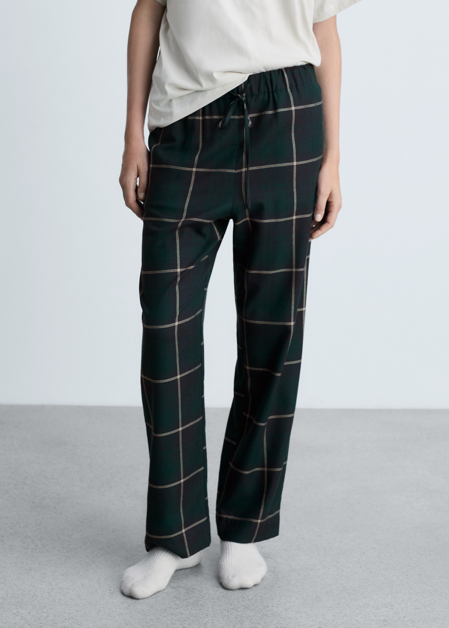 Mujer Mango Pantalones A Cuadros Mujer Pantalon Recto Pantalon