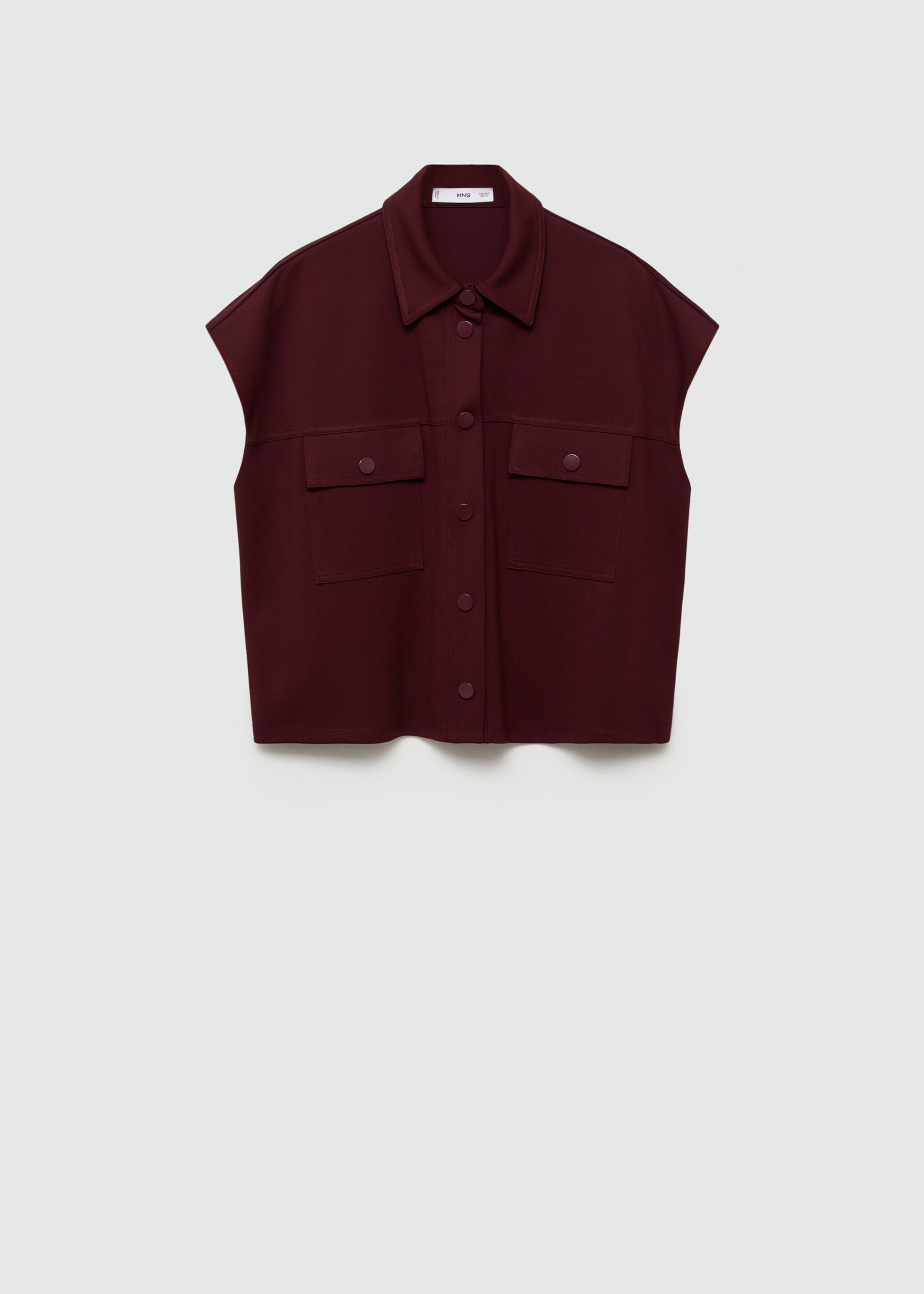 Waistcoat with buttons and pockets - Article without model, Burgundy. Ref: 77097651-00.