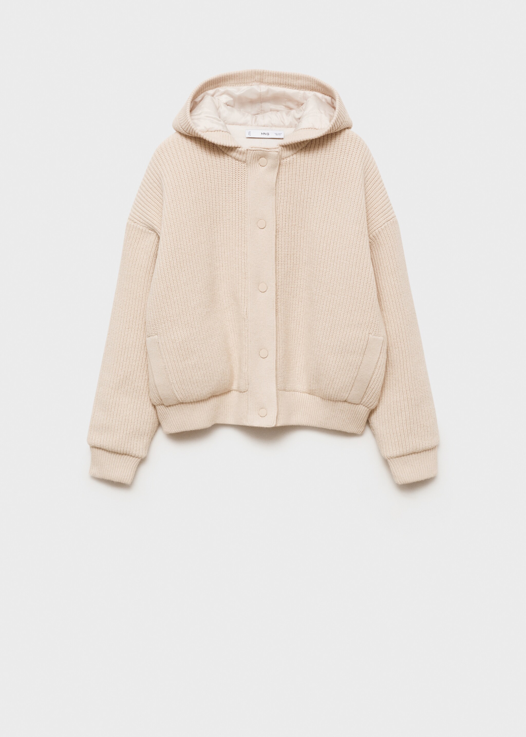Strickjacke mit Kapuze - Artikel ohne Model, Sandfarben. Ref: 77097662-00.