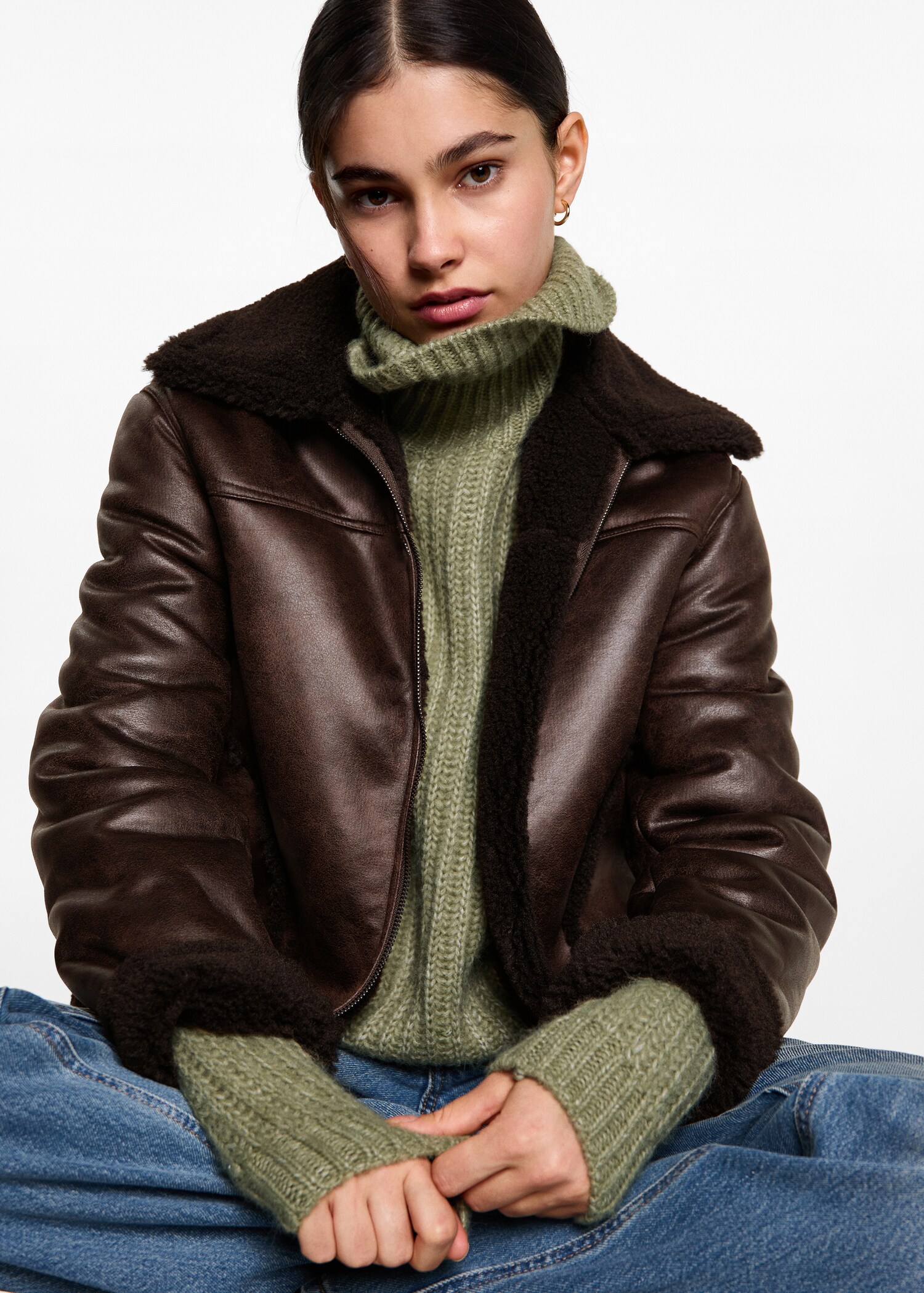 Blouson simili-cuir imitation mouton retourné - Détail de l'article 2