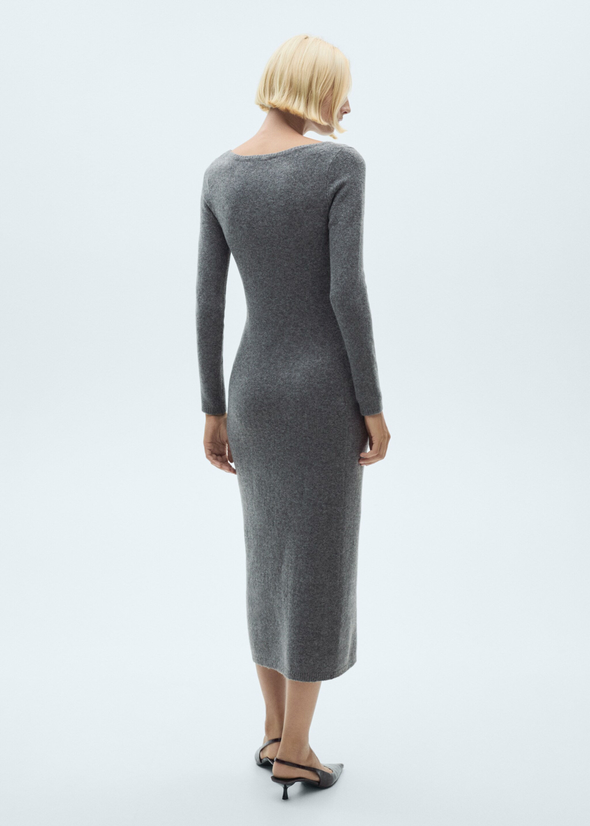 Knit midi dress - Reverse of the article, Medium Heather Grey. Ref: 77097678-00.