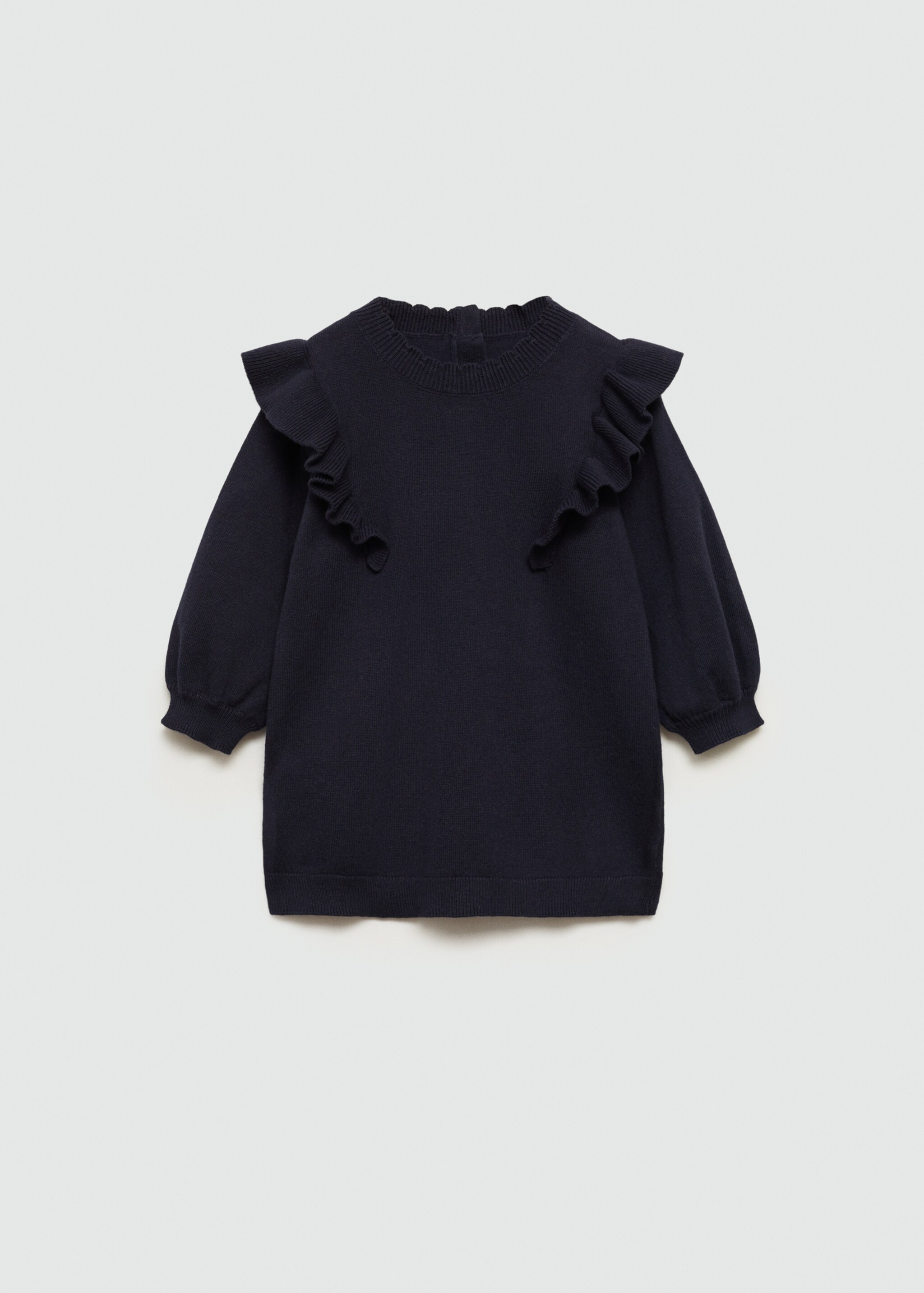 Ruffle knit dress - Article without model, Dark Navy. Ref: 77097679-00.