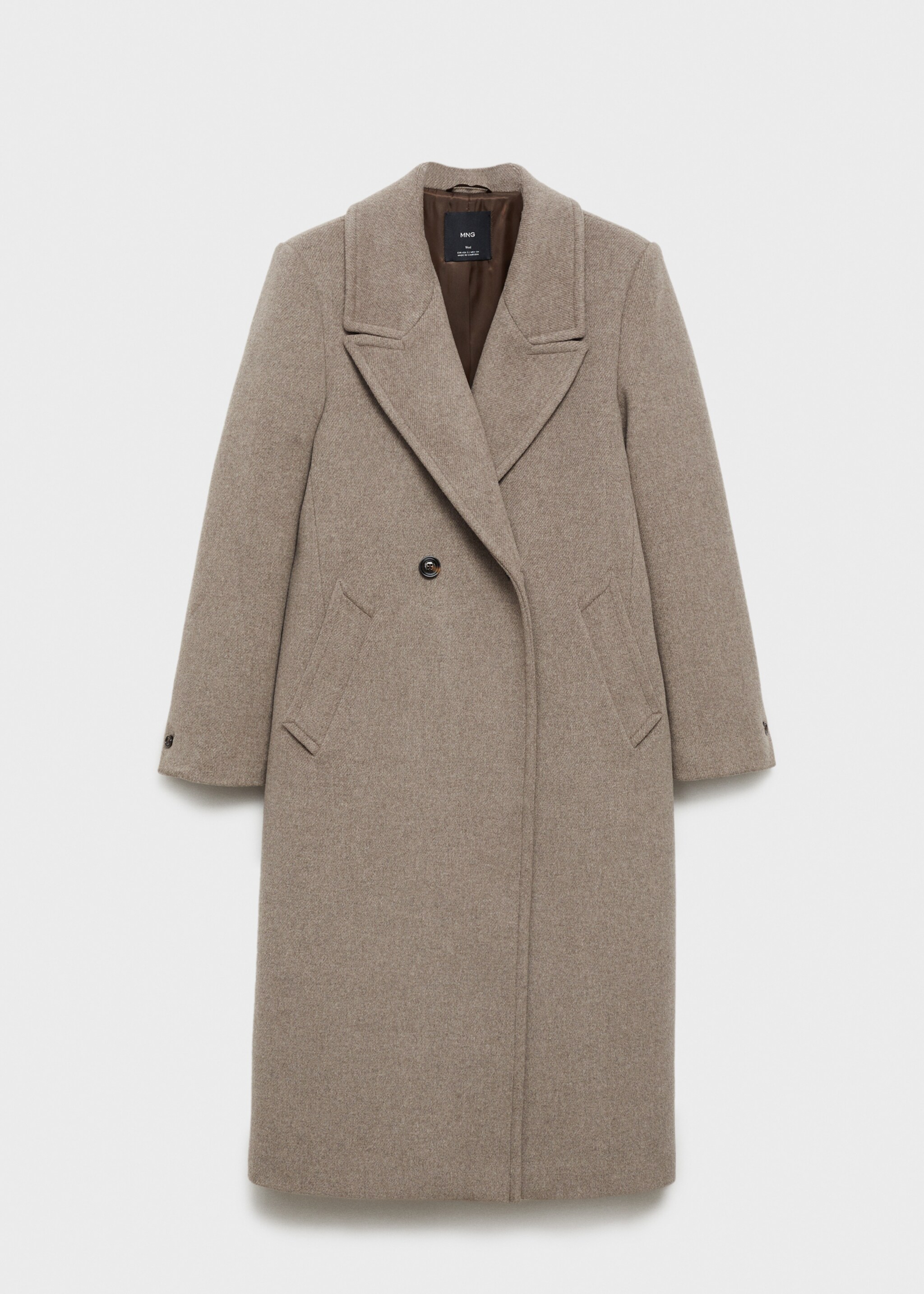 Wool coat with lapels - Article without model, Medium Brown. Ref: 77097683-00.
